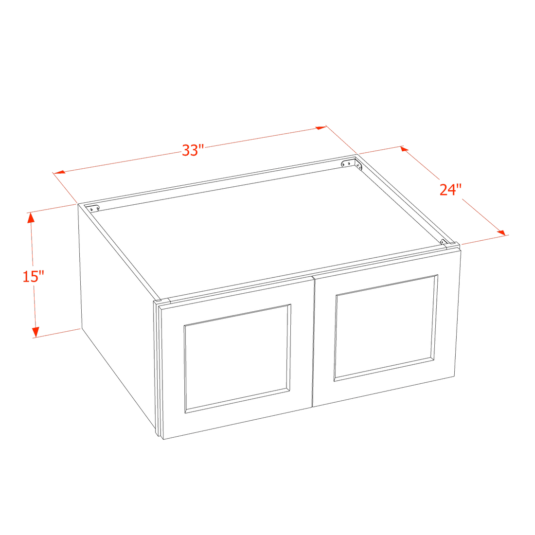 DI-W331524: Dallas Ivory Shaker 33"W x 15"H x 24"D 2 Doors Standard Bridge Wall Cabinet