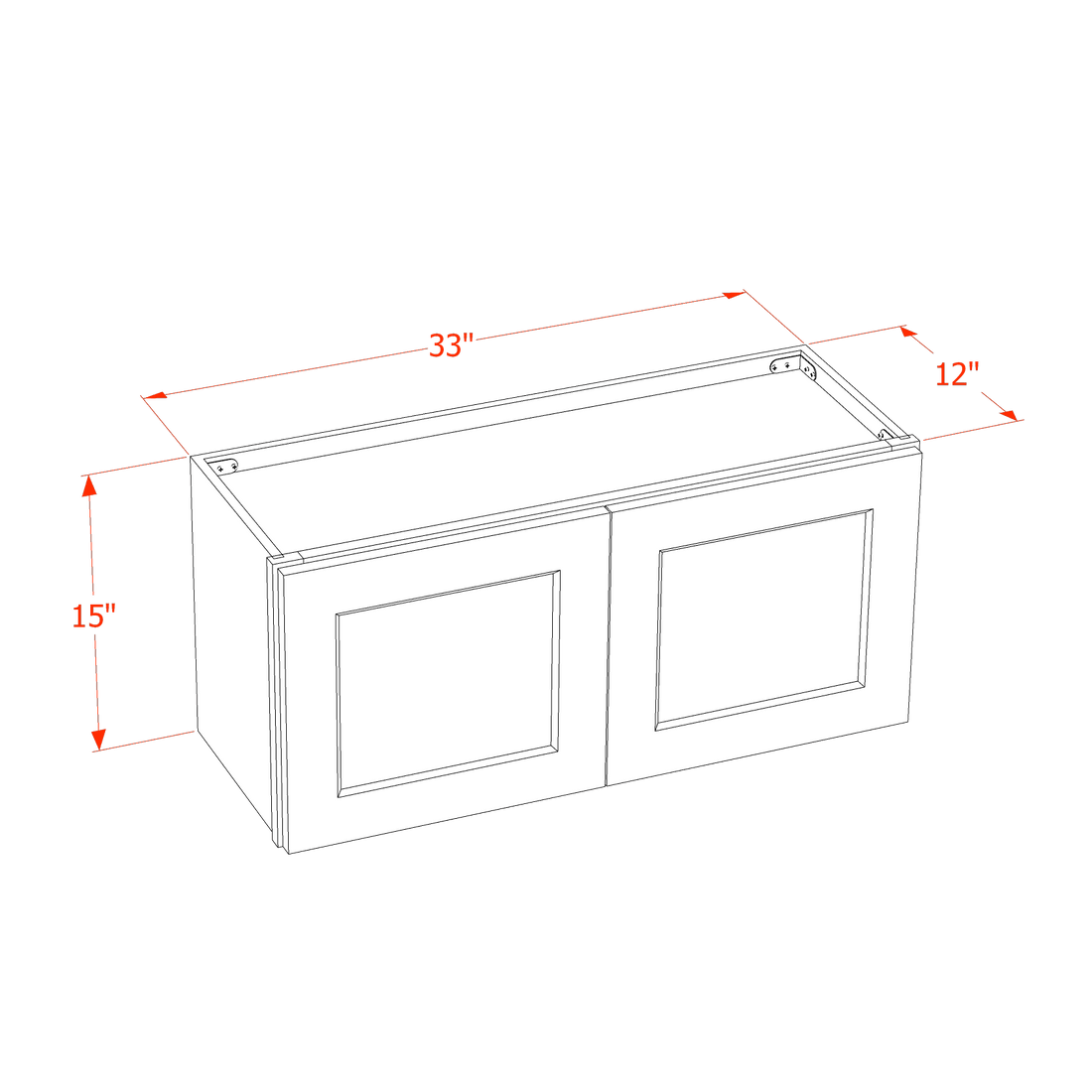 DI-W3315: Dallas Ivory Shaker 33"W x 15"H 2 Doors Standard Wall Bridge Cabinet