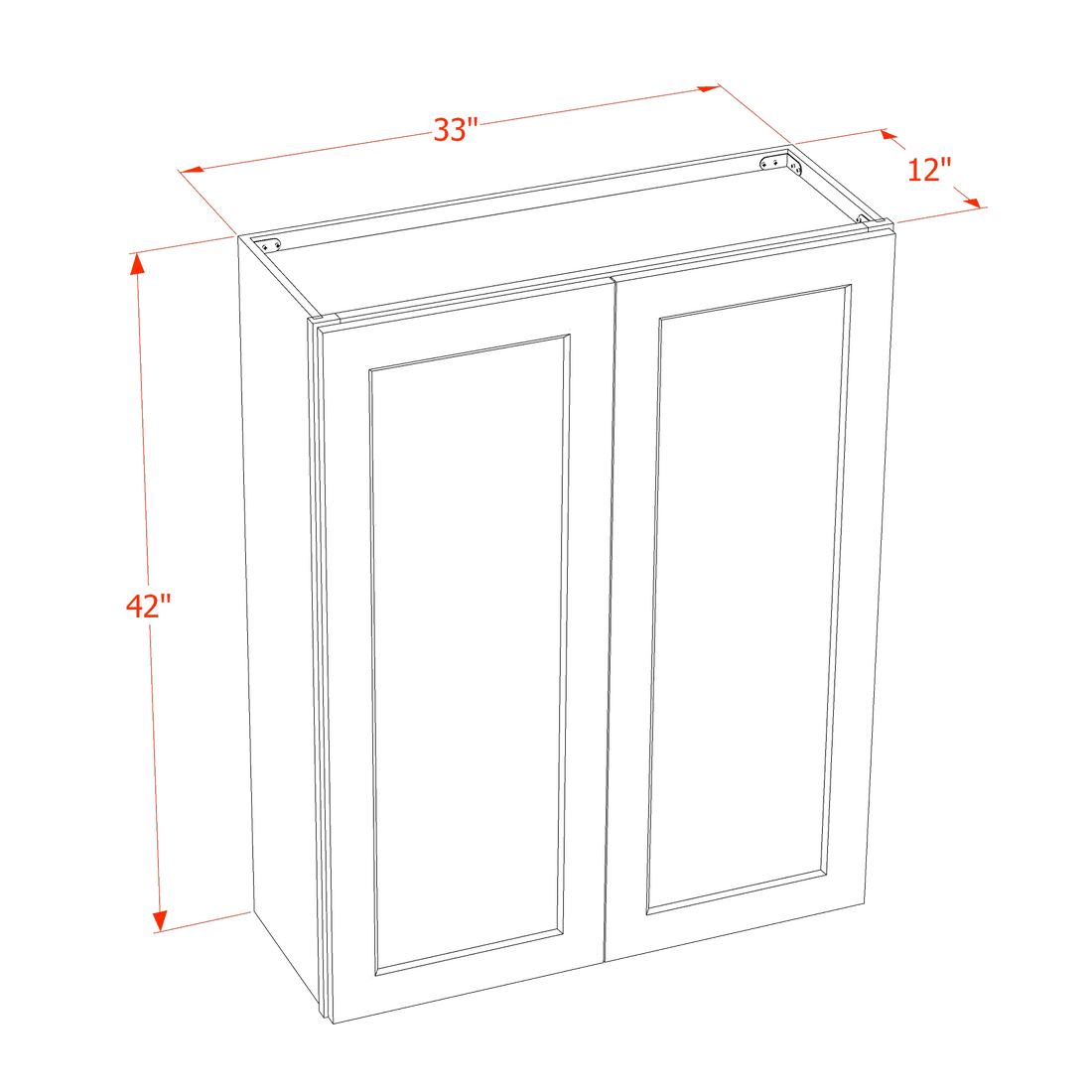 DI-W3342: Dallas Ivory Shaker 33"W x 42"H 2 Doors & 3 Shelves Standard Wall Cabinet
