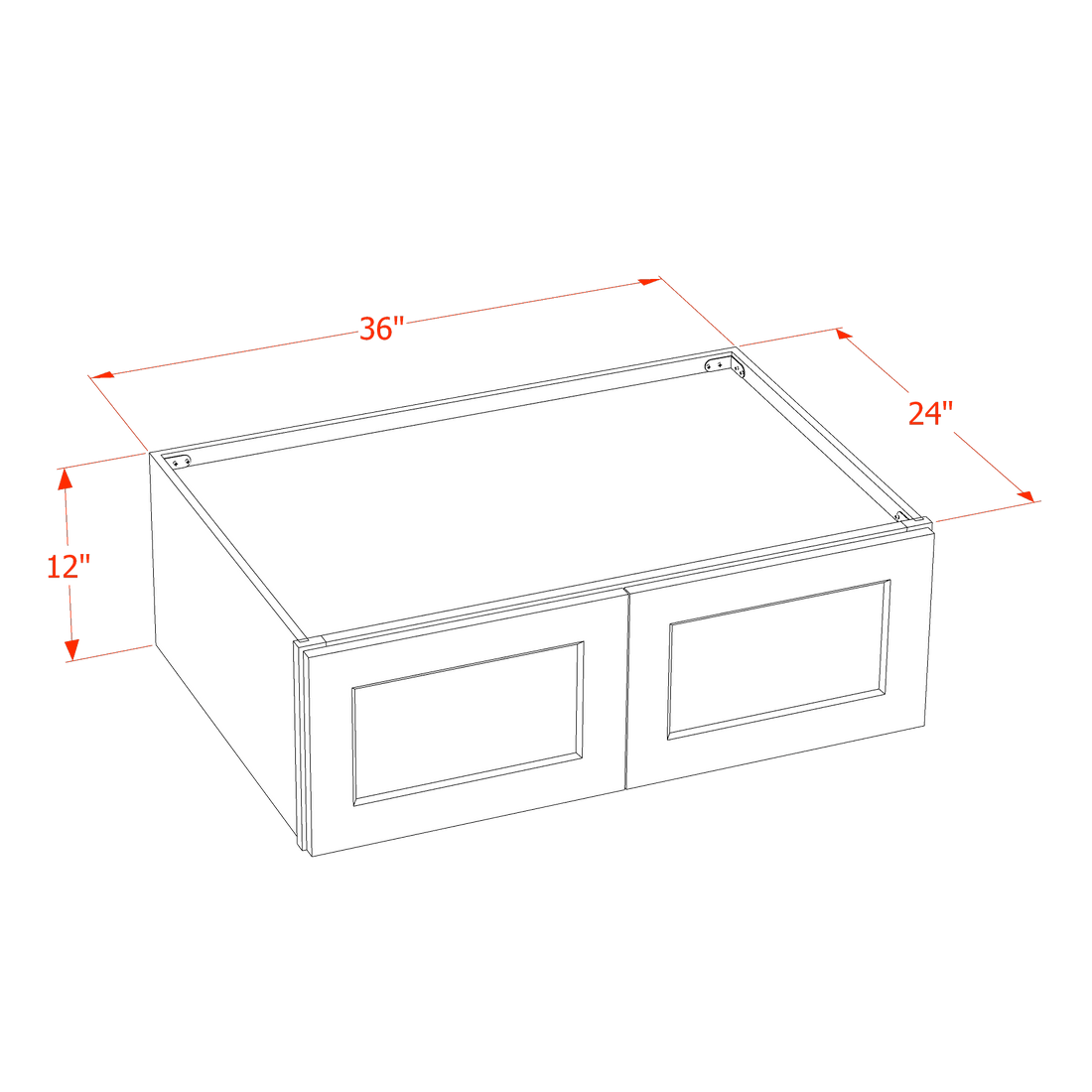 DI-W361224: Dallas Ivory Shaker 36"W x 12"H x 24"D 2 Doors Standard Bridge Wall Cabinet