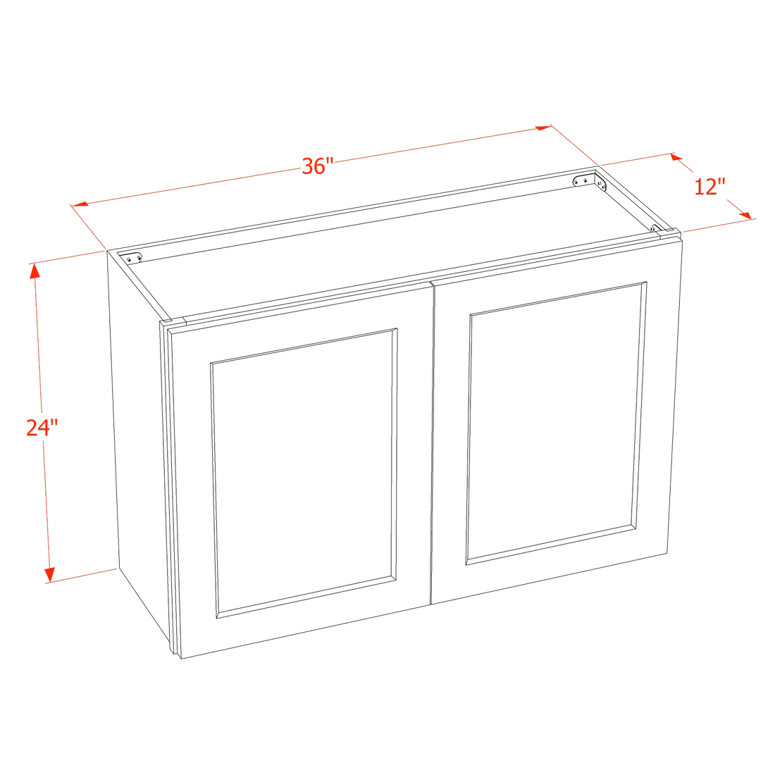 DI-W3624: Dallas Ivory Shaker 36"W x 24"H 2 Doors Standard Wall Bridge Cabinet