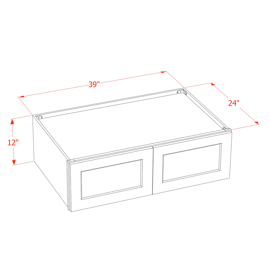 DI-W391224: Dallas Ivory Shaker 39"W x 12"H x 24"D 2 Doors Standard Bridge Wall Cabinet