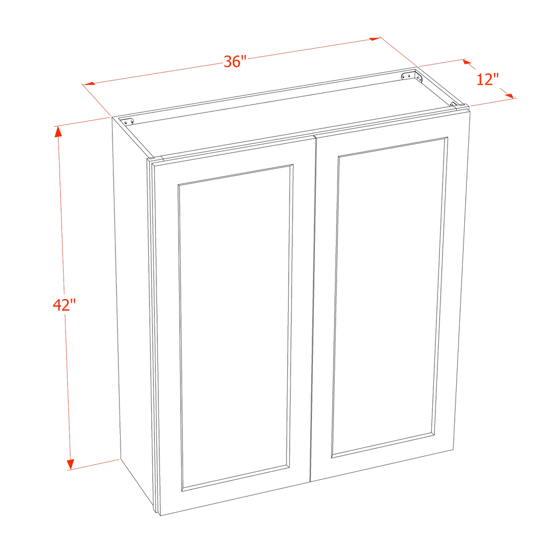 DI-W3642: Dallas Ivory Shaker 36"W x 42"H 2 Doors & 3 Shelves Standard Wall Cabinet