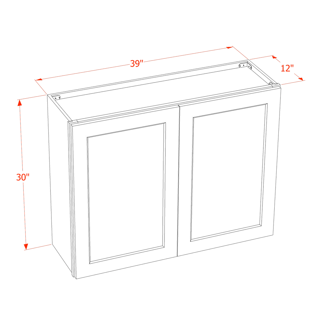 DI-W3930: Dallas Ivory Shaker 39"W x 30"H 2 Doors & 2 Shelves Standard Wall Cabinet