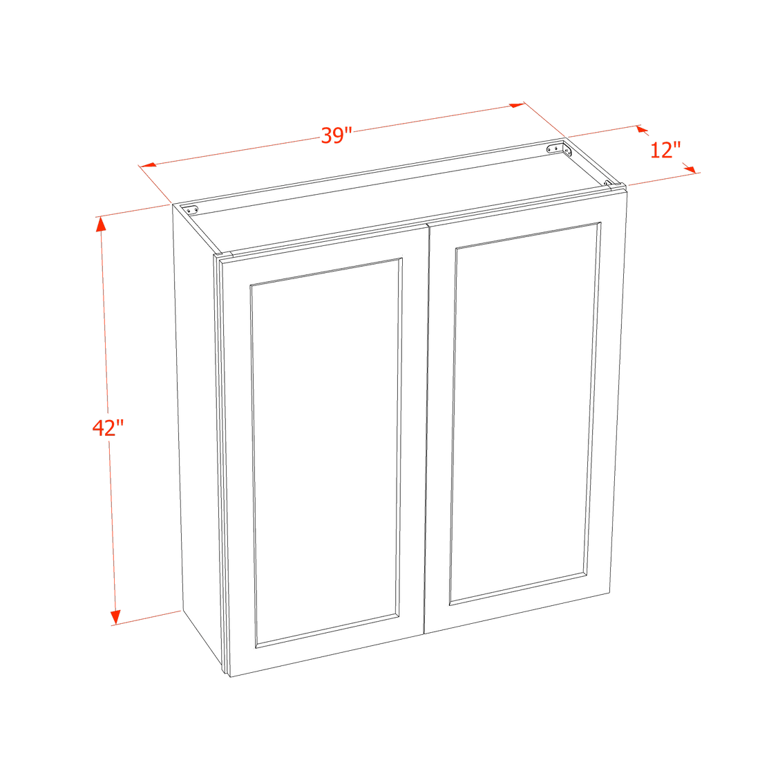 DI-W3942: Dallas Ivory Shaker 39"W x 42"H 2 Doors & 3 Shelves Standard Wall Cabinet
