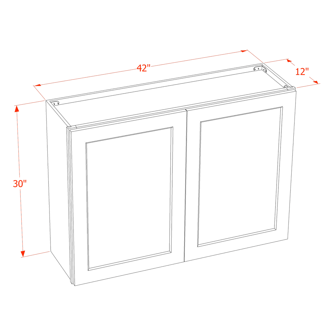 DI-W4230: Dallas Ivory Shaker 42"W x 30"H 2 Doors & 2 Shelves Standard Wall Cabinet