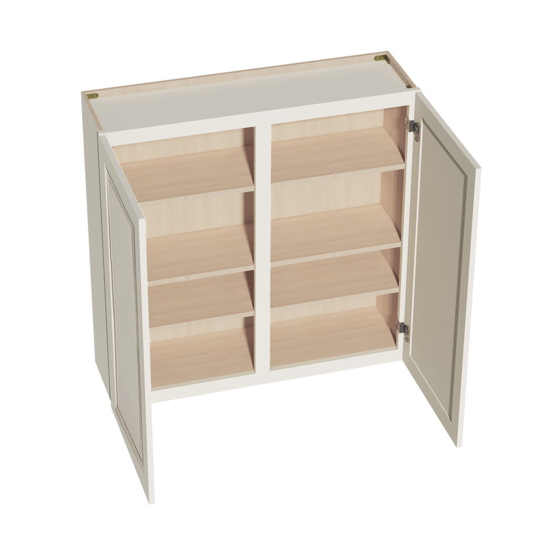 DI-W4242: Dallas Ivory Shaker 42"W x 42"H 2 Doors & 3 Shelves Standard Wall Cabinet