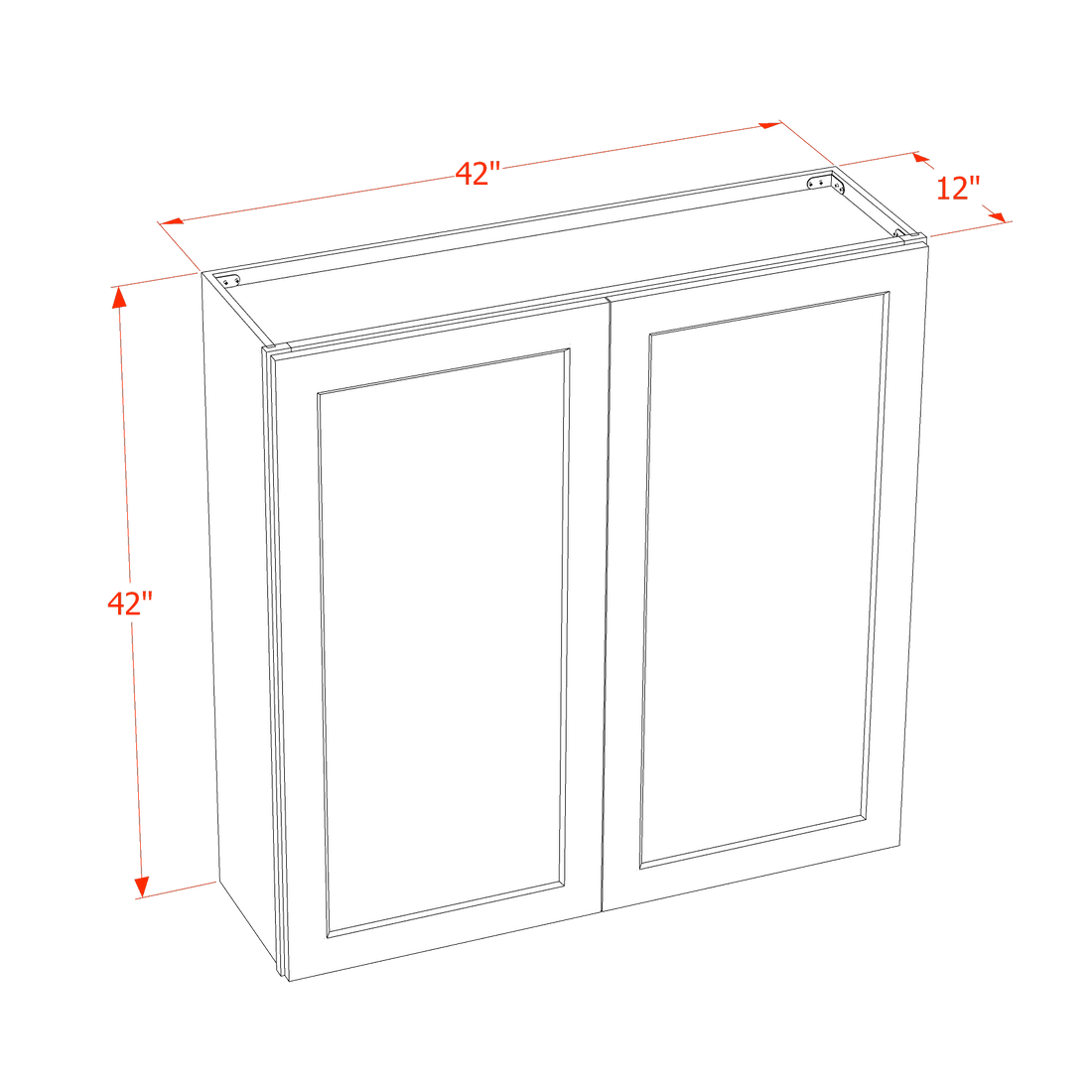 DI-W4242: Dallas Ivory Shaker 42"W x 42"H 2 Doors & 3 Shelves Standard Wall Cabinet