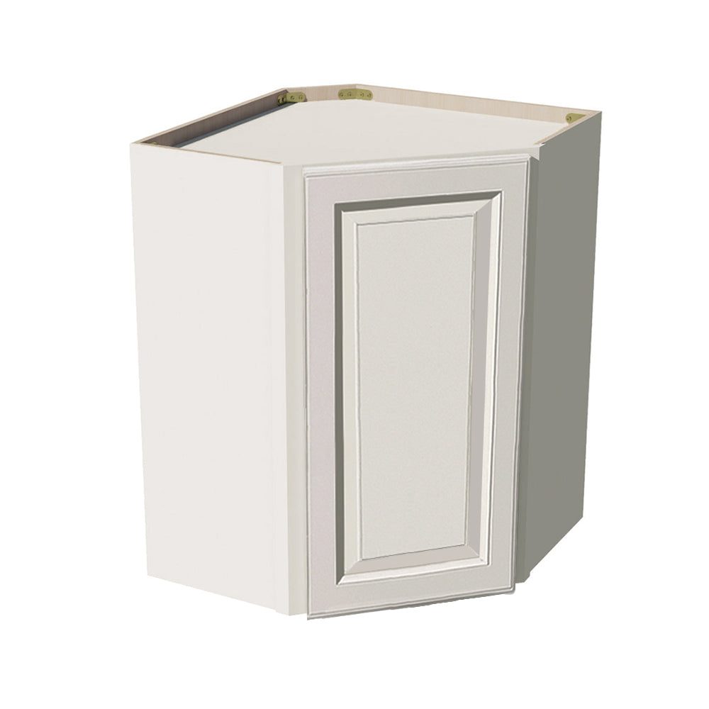 DI-WDI2430: Dallas Ivory Shaker 24"W x 30"H 1 Door & 2 Shelves Diagonal Wall Corner Cabinet