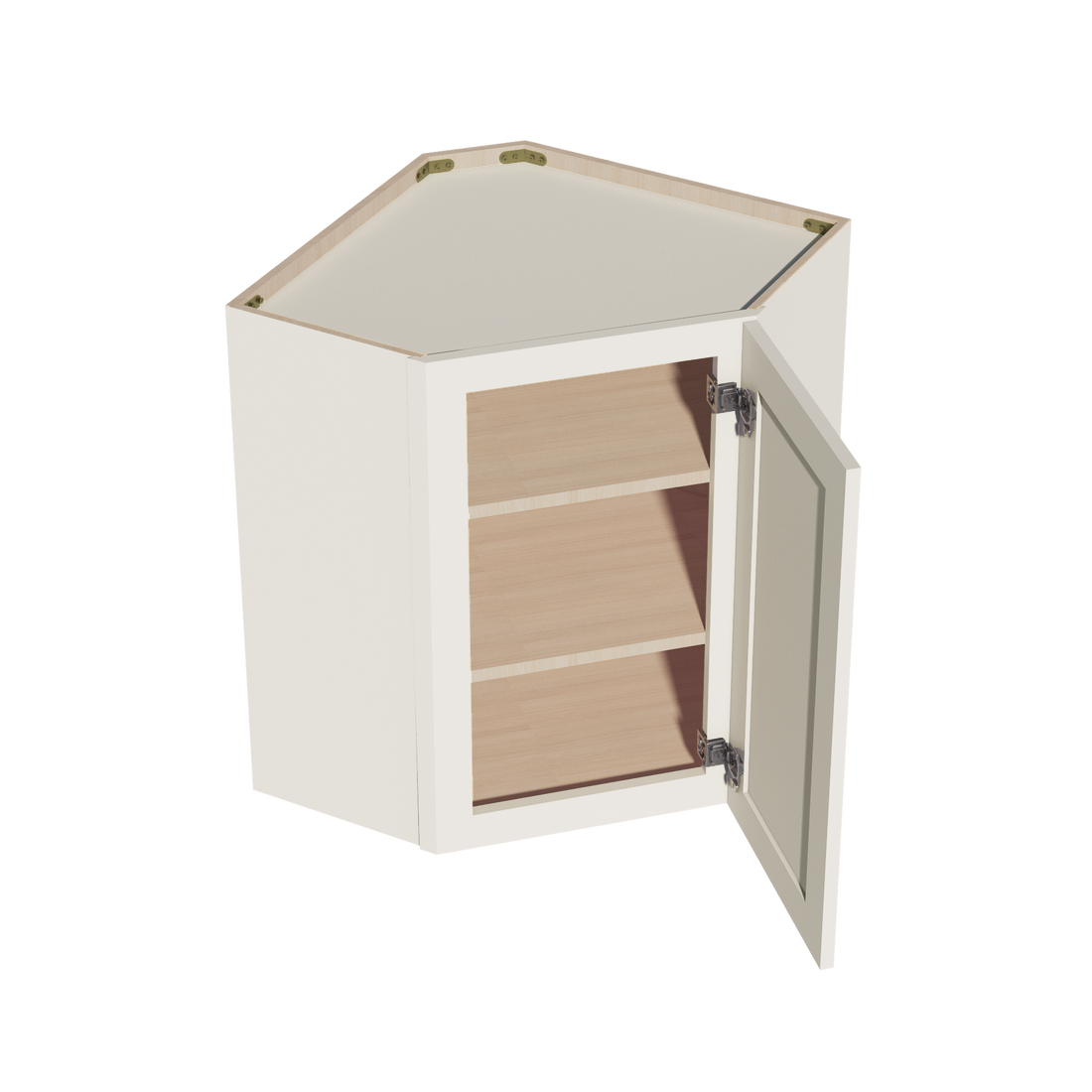 DI-WDI2430: Dallas Ivory Shaker 24"W x 30"H 1 Door & 2 Shelves Diagonal Wall Corner Cabinet