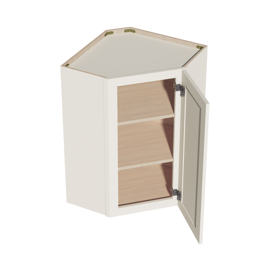 DI-WDI2436: Dallas Ivory Shaker 24"W x 36"H 1 Door & 2 Shelves Diagonal Wall Corner Cabinet