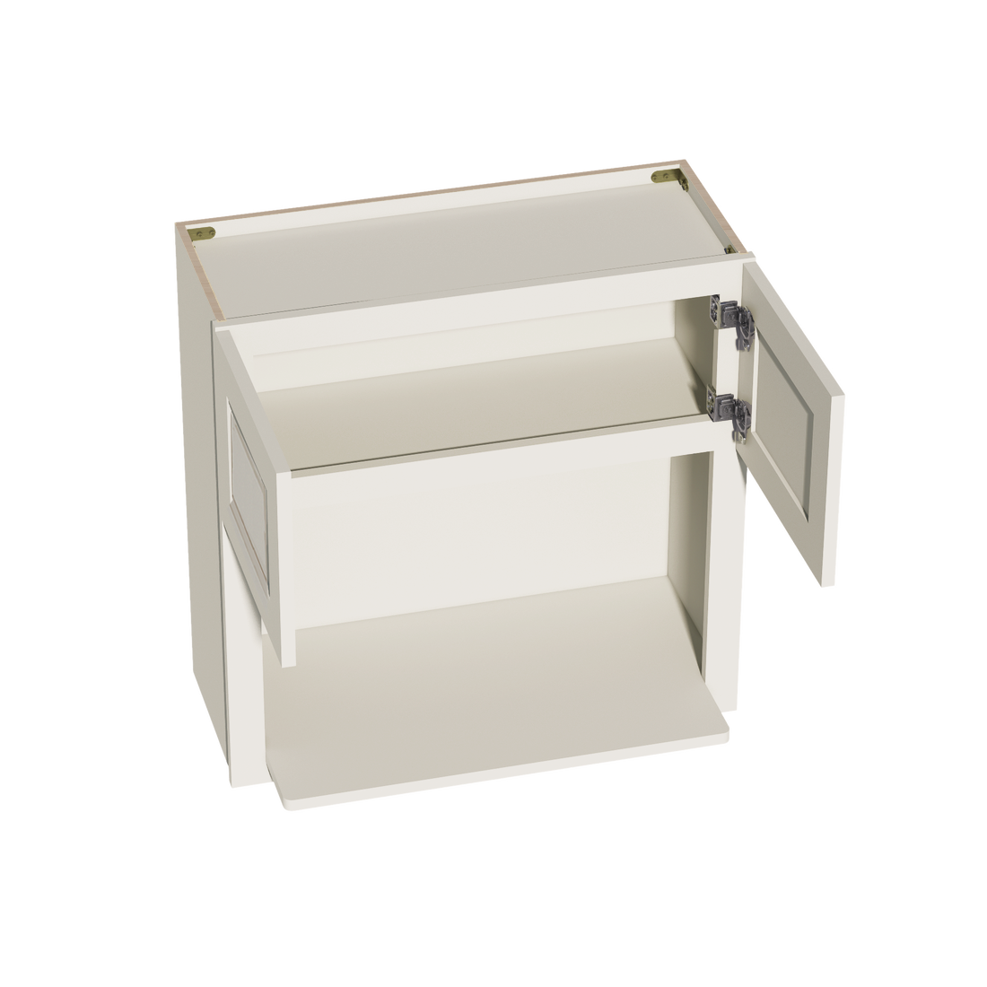 DI-WM3030: Dallas Ivory Shaker 30"W x 30"H 2 Doors Wall Built-in Microwave Cabinets