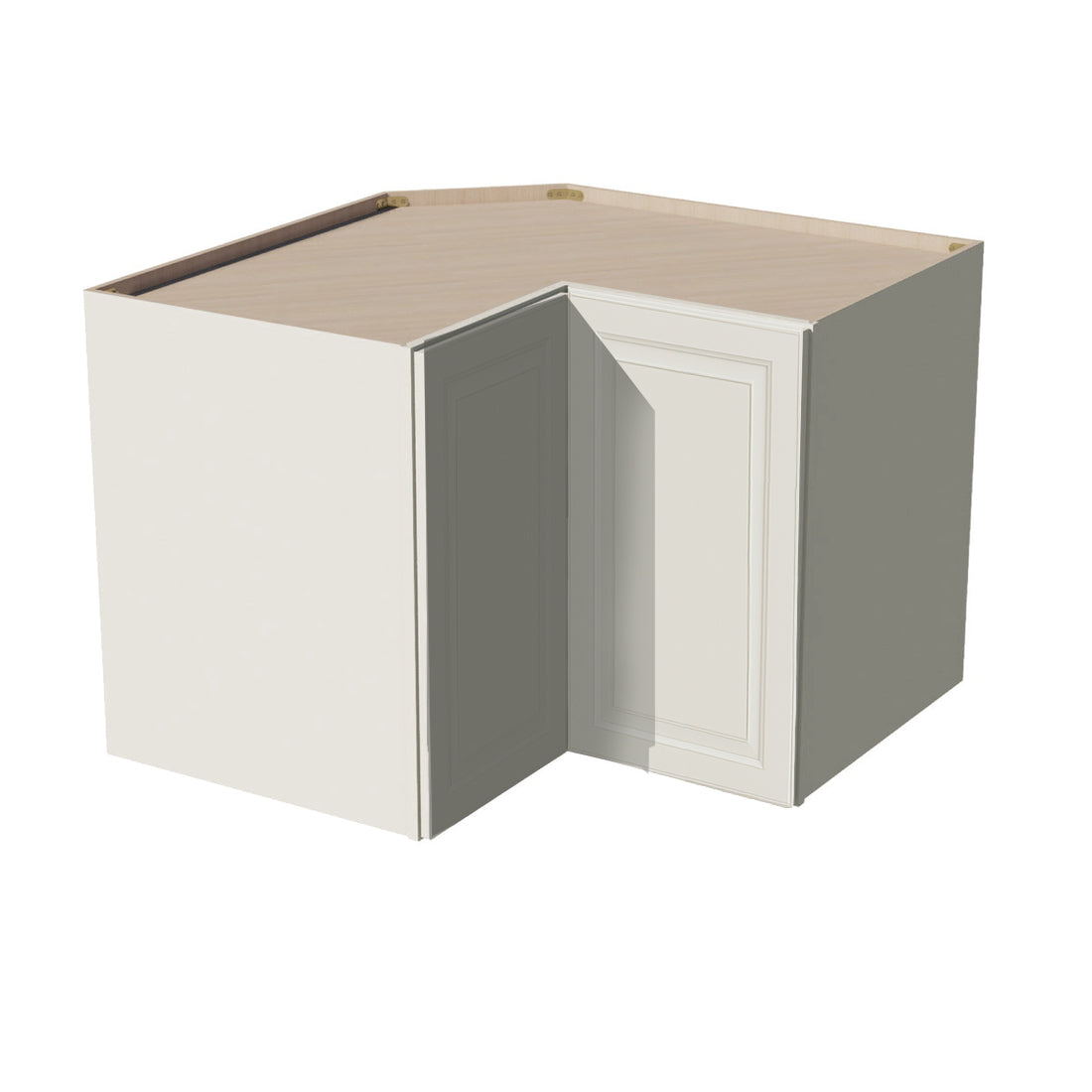DI-WPC2430: Dallas Ivory Shaker 24"W x 30"H 1 Door & 2 Shelves Pie Cut Wall Corner Cabinet