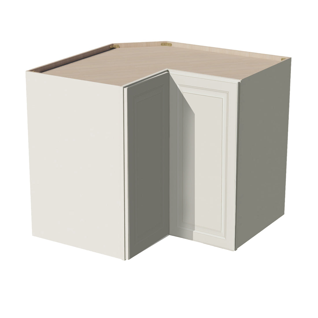 DI-WPC2436: Dallas Ivory Shaker 24"W x 36"H 1 Door & 2 Shelves Pie Cut Wall Corner Cabinet