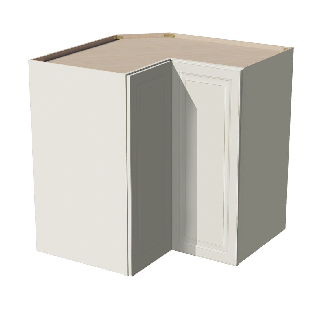 DI-WPC2442: Dallas Ivory Shaker 24"W x 42"H 1 Door & 3 Shelves Pie Cut Wall Corner Cabinet