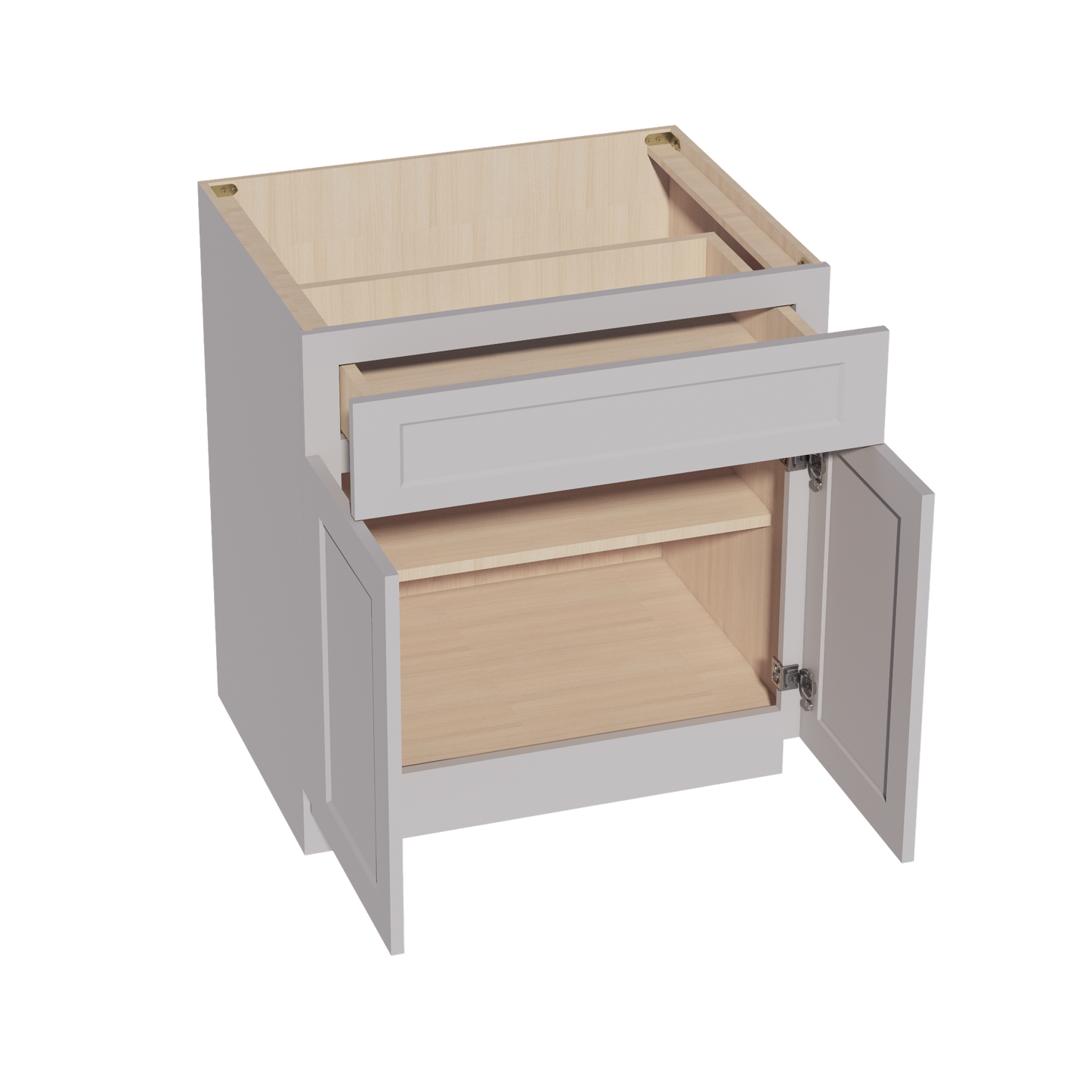 HA-B30: Ash Gray Shaker 30" 1 Drawer 2 Door Standard Base Cabinet