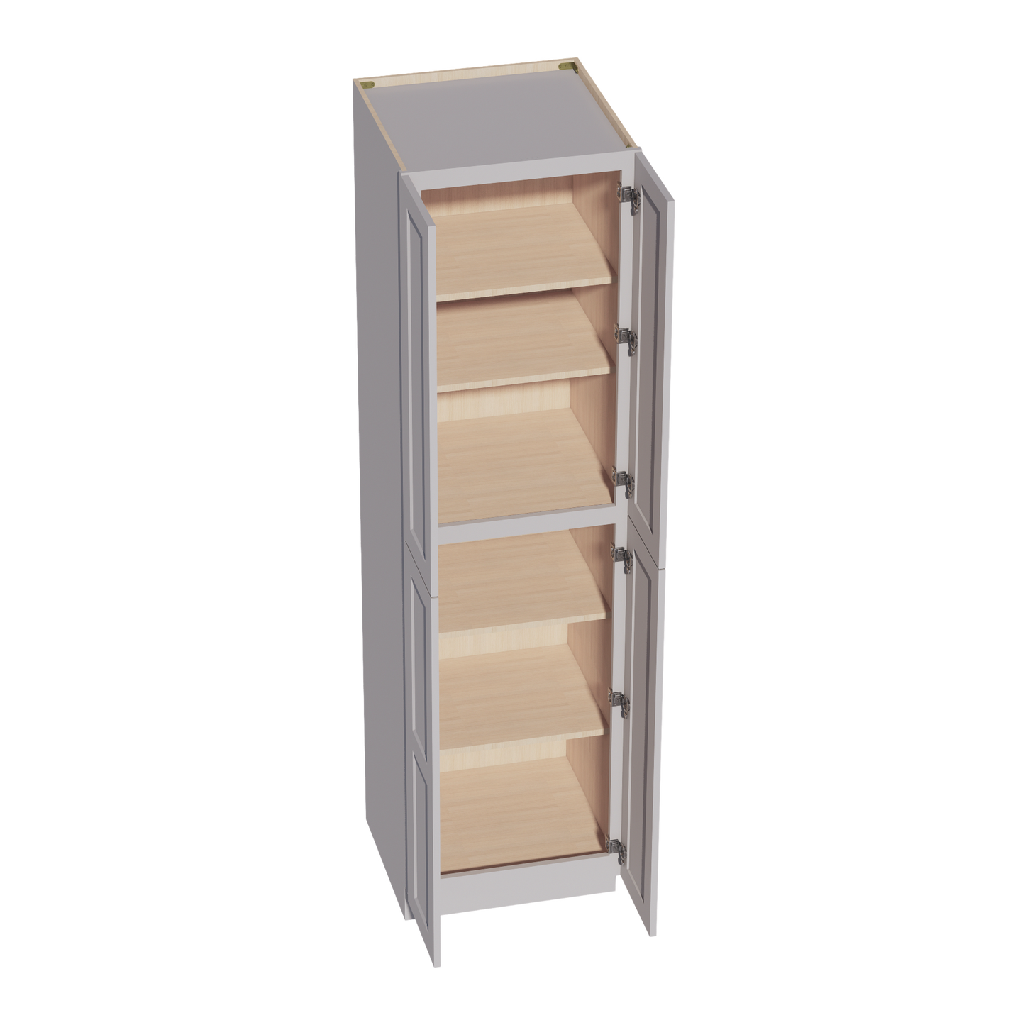 HA-TP2490: Ash Gray Shaker 24"W x 90"H x 24"D 4 Door & 5 Shelves Tall Shelf Pantry Cabinets
