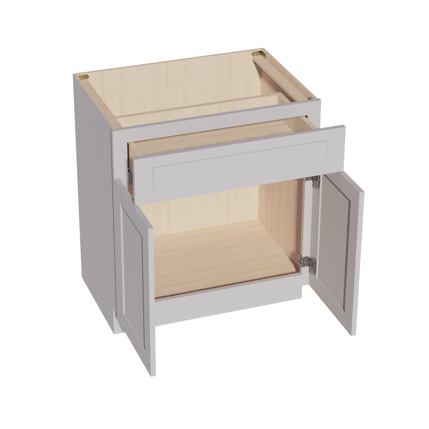 HA-VB3021: Ash Gray Shaker 30"W x 34-1/2"H x 21"D 2 Doors & 1 Drawer Double Door Vanity Base Cabinets