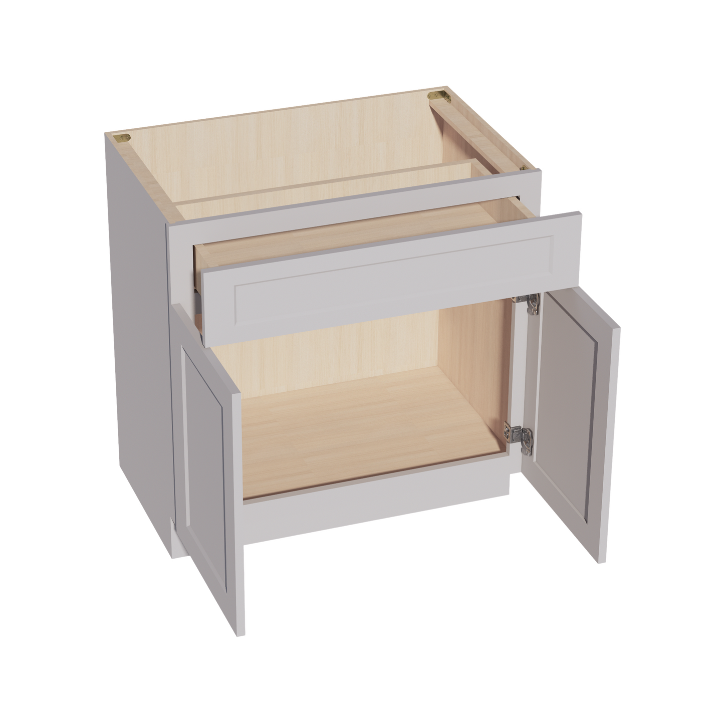 HA-VB3321: Ash Gray Shaker 33"W x 34-1/2"H x 21"D 2 Doors & 1 Drawer Double Door Vanity Base Cabinets