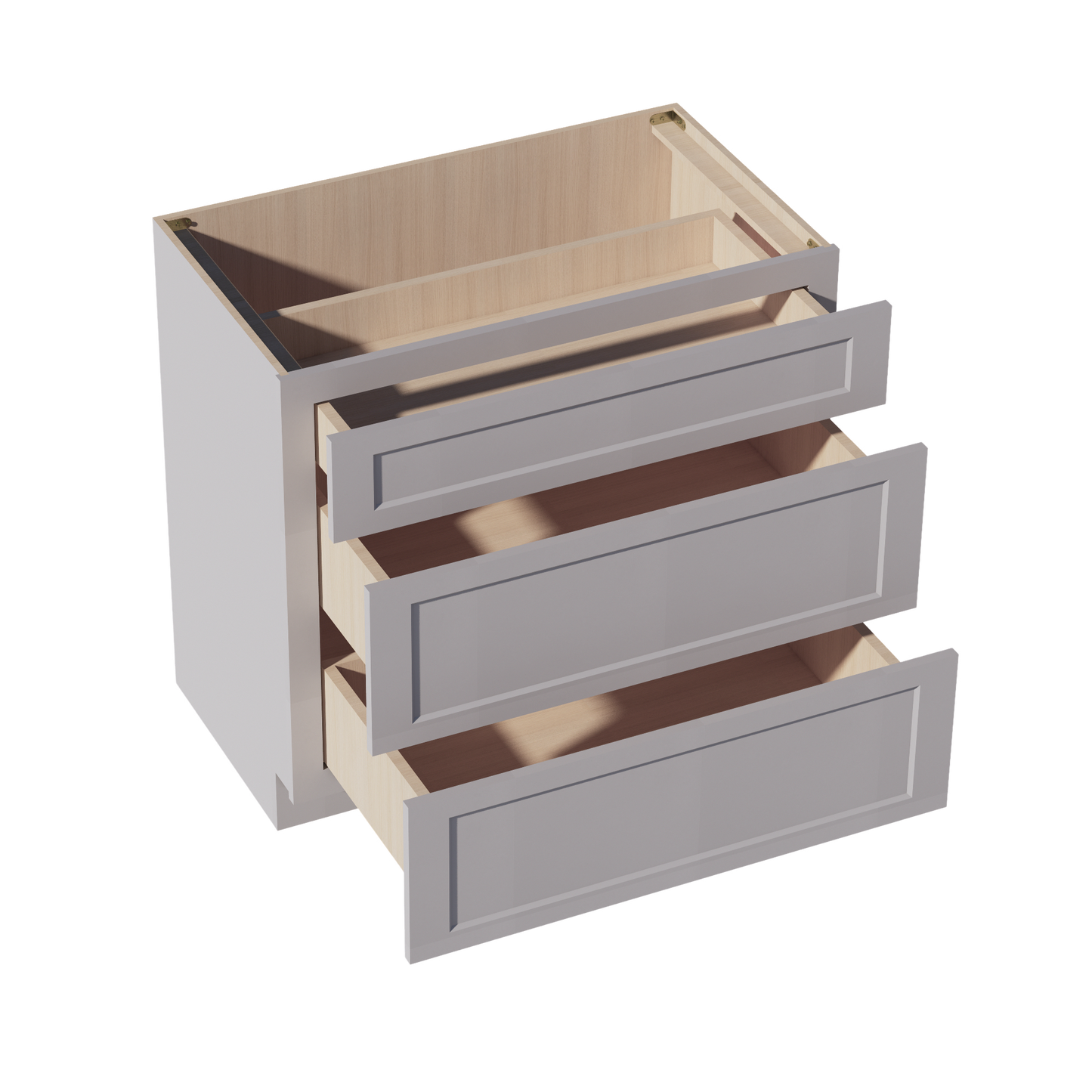 HA-VDB3621: Ash Gray Shaker 36"W x 34-1/2"H x 21"D 3 Drawers Vanity Base Cabinets