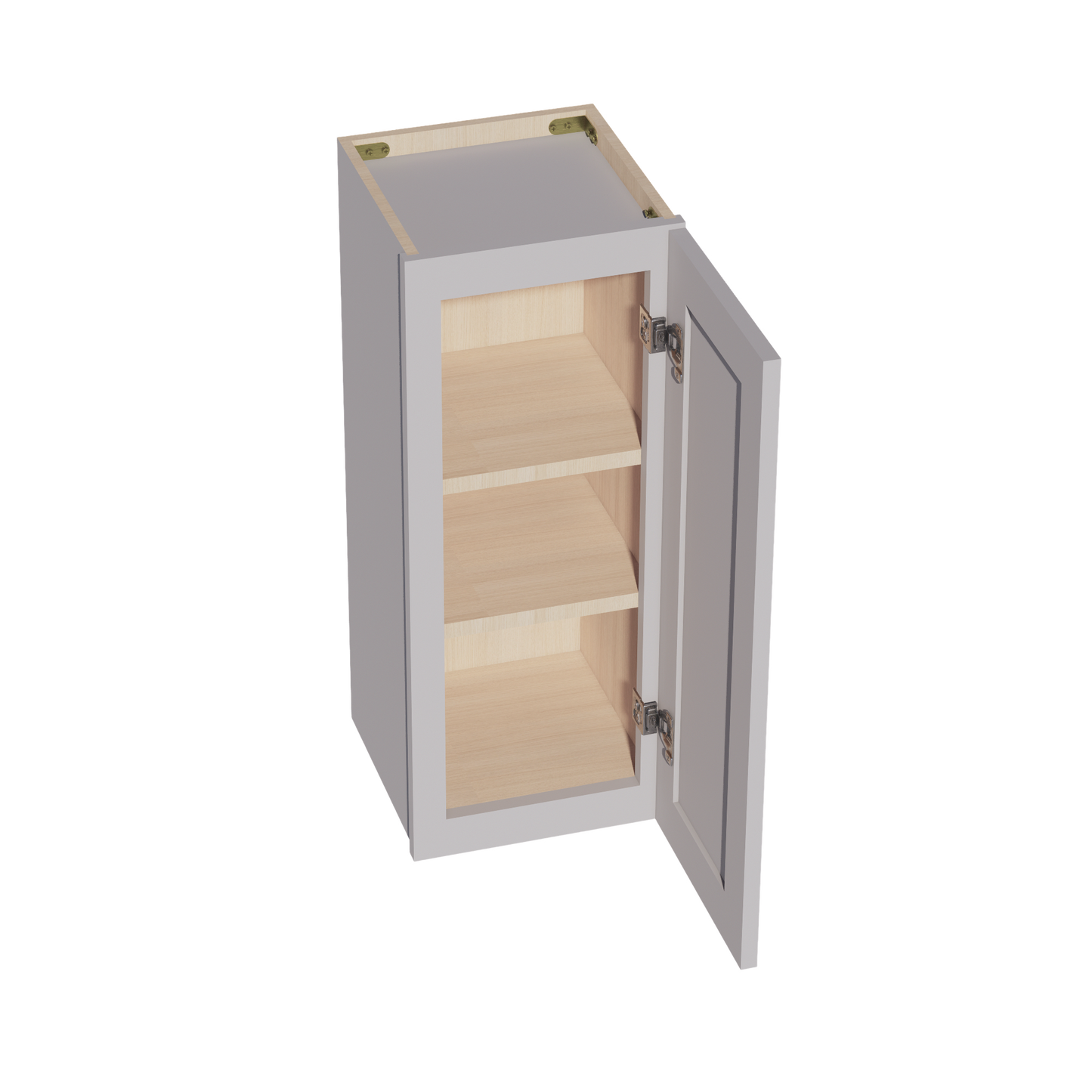 HA-W1230:: Ash Gray Shaker 12"W x 30"H 1 Door & 2 Shelves Standard Wall Cabinet