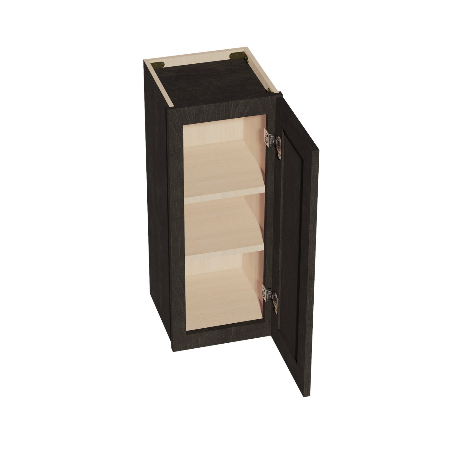 HG-W1230: Dark Gray Shaker 12"W x 30"H 1 Door & 2 Shelves Standard Wall Cabinet