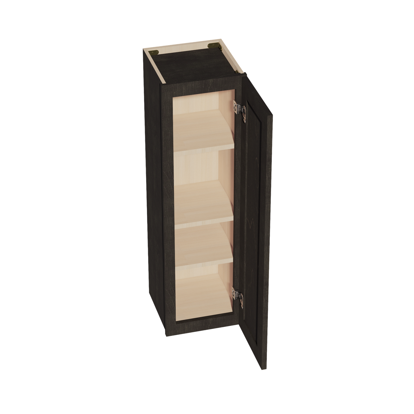 HG-W1242: Dark Gray Shaker 12"W x 42"H 1 Door & 3 Shelves Standard Wall Cabinet