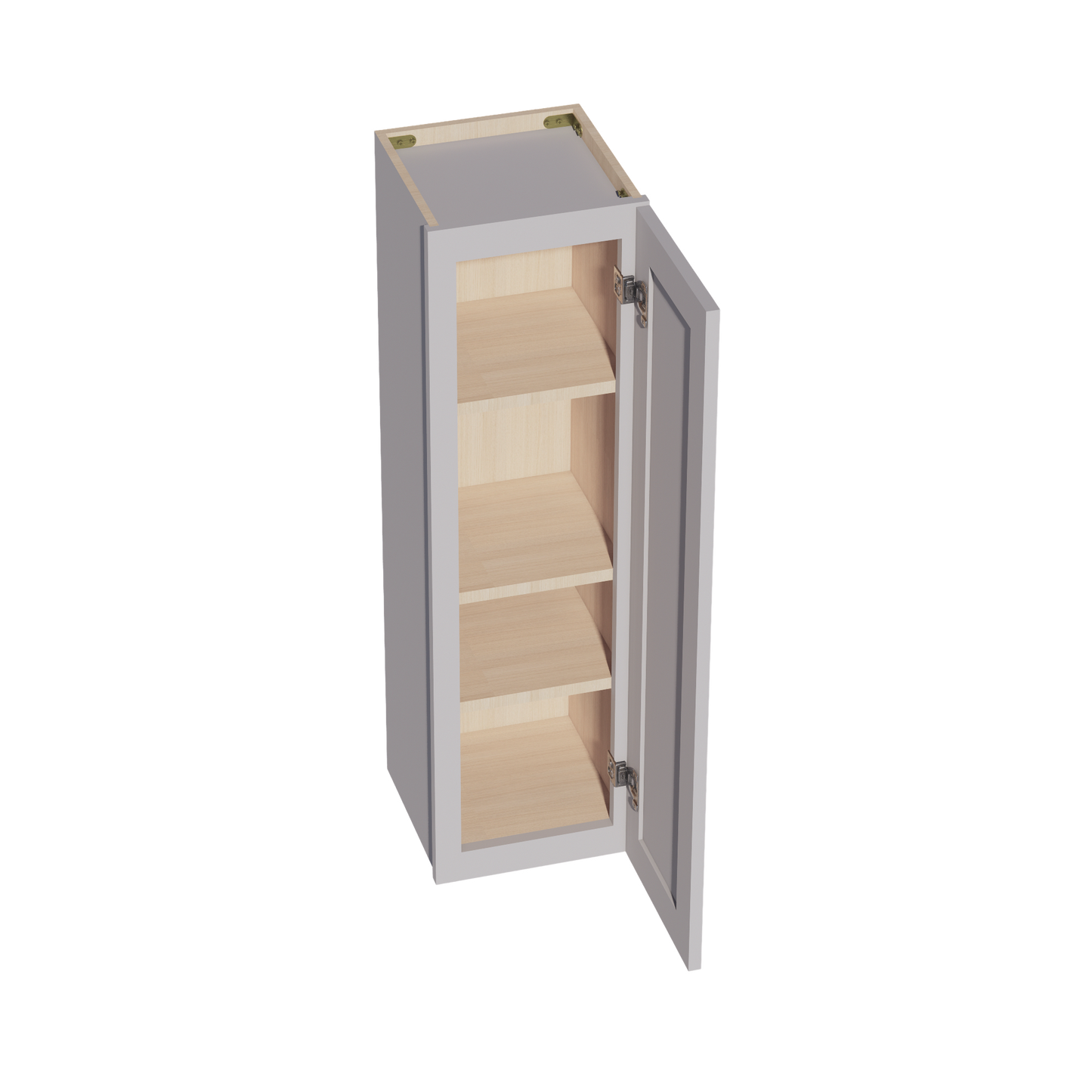 HA-W1242: Ash Gray Shaker 12"W x 42"H 1 Door & 3 Shelves Standard Wall Cabinet