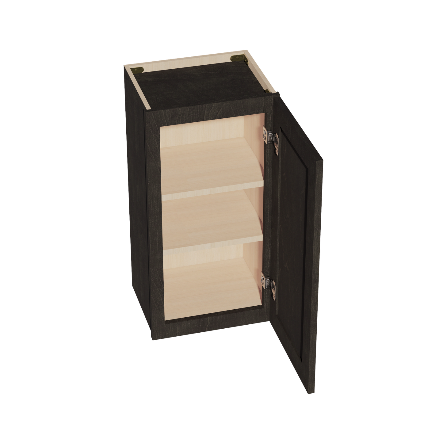 HG-W1530: Dark Gray Shaker 15"W x 30"H 1 Door & 2 Shelves Standard Wall Cabinet