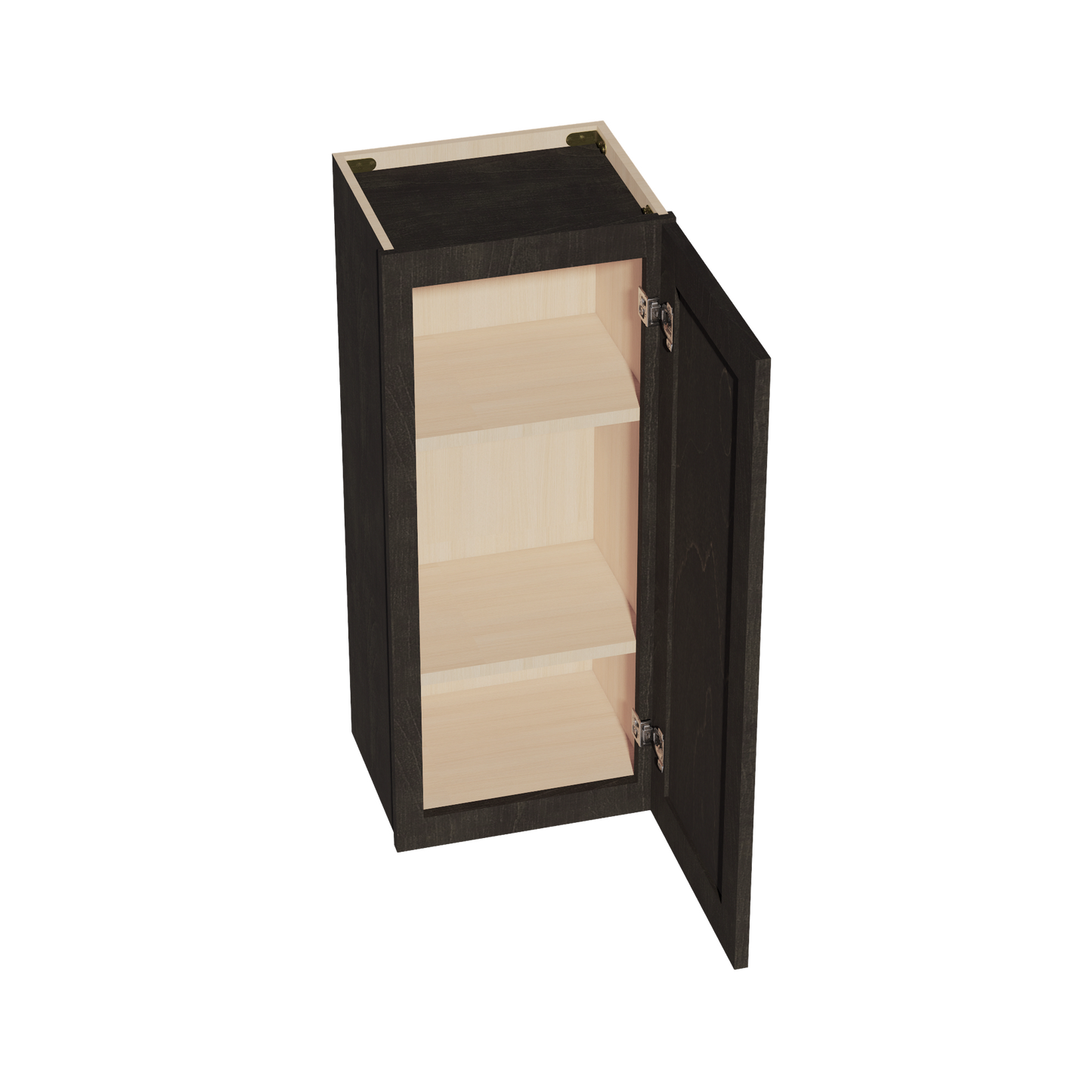 HG-W1536: Dark Gray Shaker 15"W x 36"H 1 Door & 2 Shelves Standard Wall Cabinet