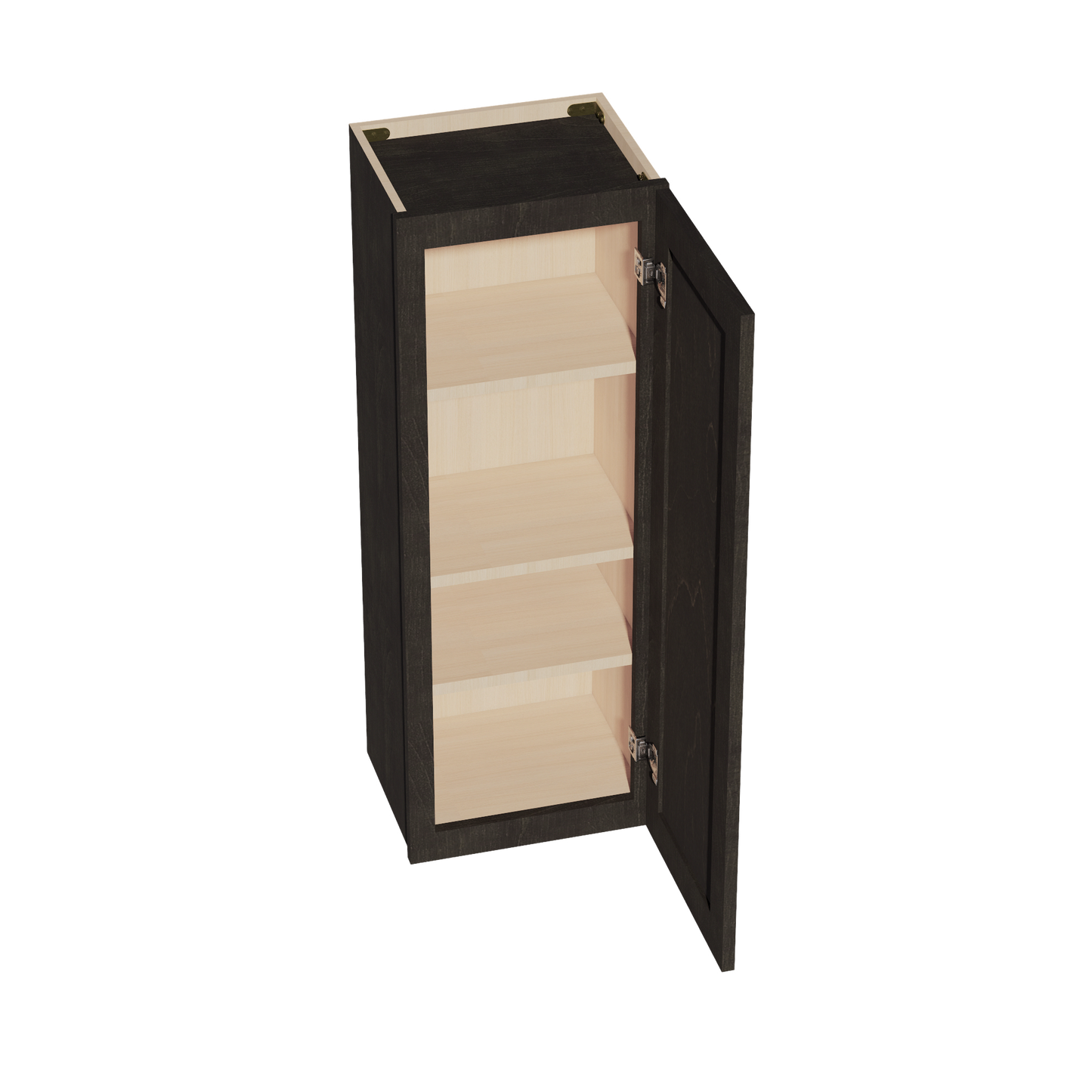 HG-W1542: Dark Gray Shaker 15"W x 42"H 1 Door & 3 Shelves Standard Wall Cabinet