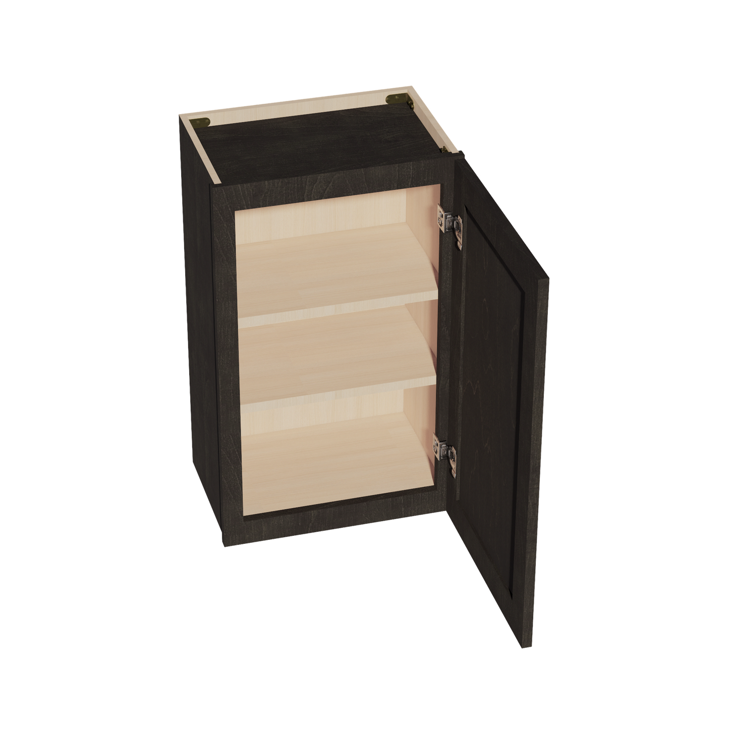 HG-W1830: Dark Gray Shaker 18"W x 30"H 1 Door & 2 Shelves Standard Wall Cabinet