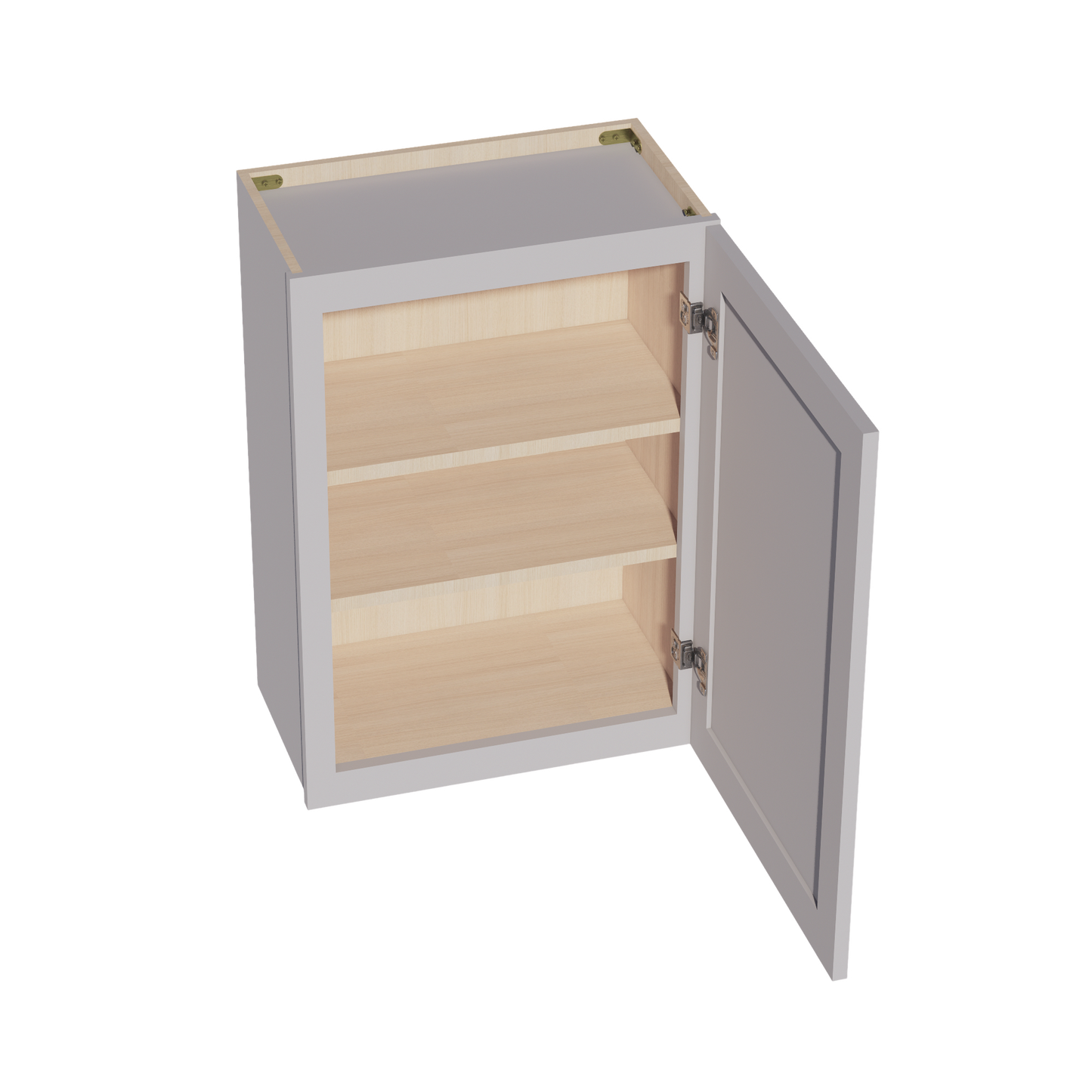 HA-W2130: Ash Gray Shaker 21"W x 30"H 1 Door & 2 Shelves Standard Wall Cabinet