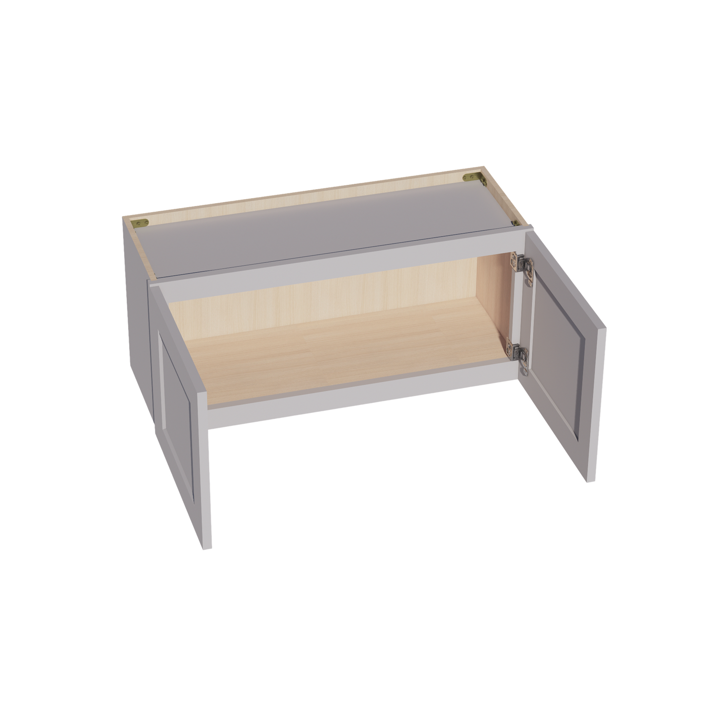 HA-W3315: Ash Gray Shaker 33"W x 15"H 2 Doors Standard Wall Bridge Cabinet