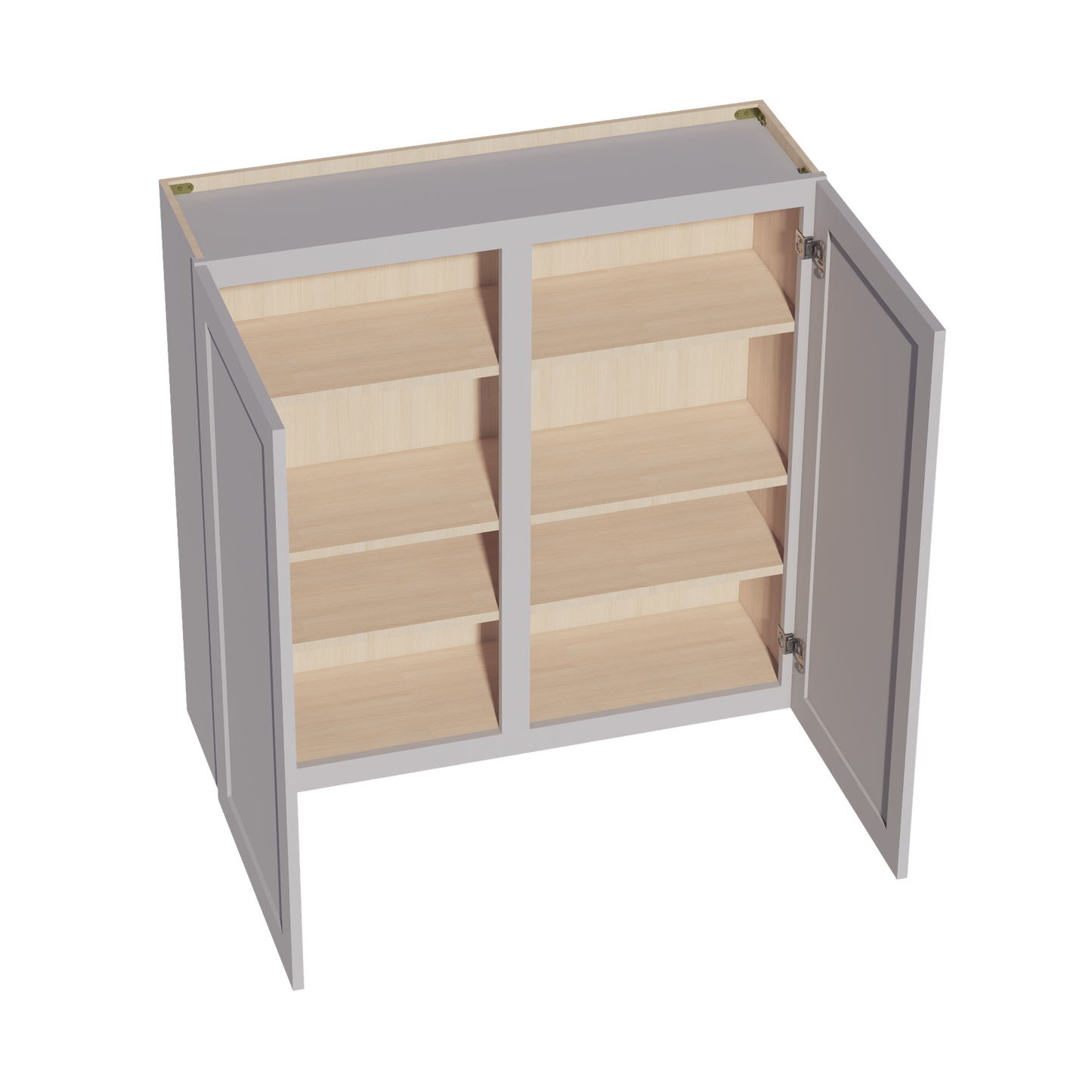 HA-W4242: Ash Gray Shaker 42"W x 42"H 2 Doors & 3 Shelves Standard Wall Cabinet