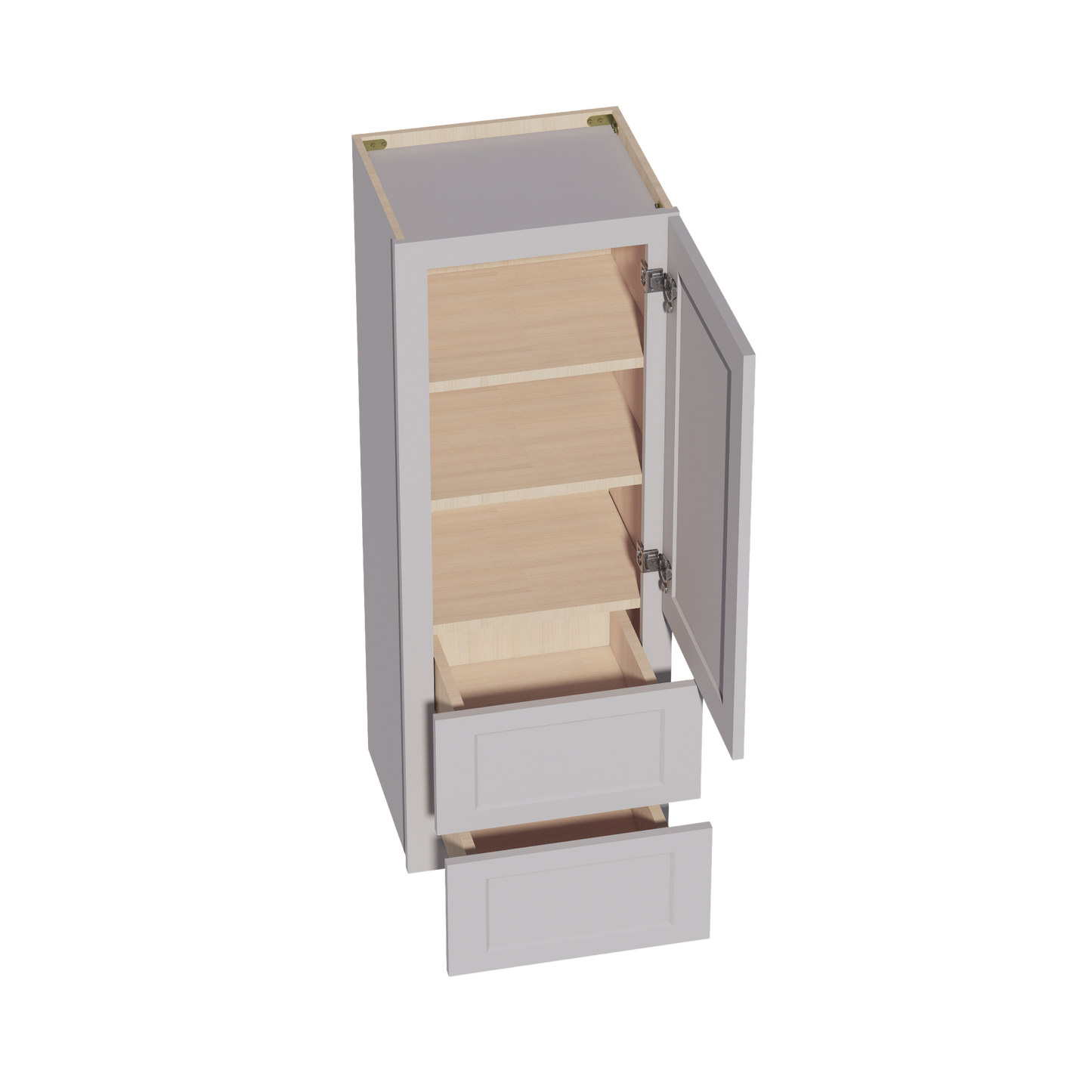 HA-WD1848: Ash Gray Shaker 18"W x 48"H 1 Door & 2 Drawers Special Wall Cabinet