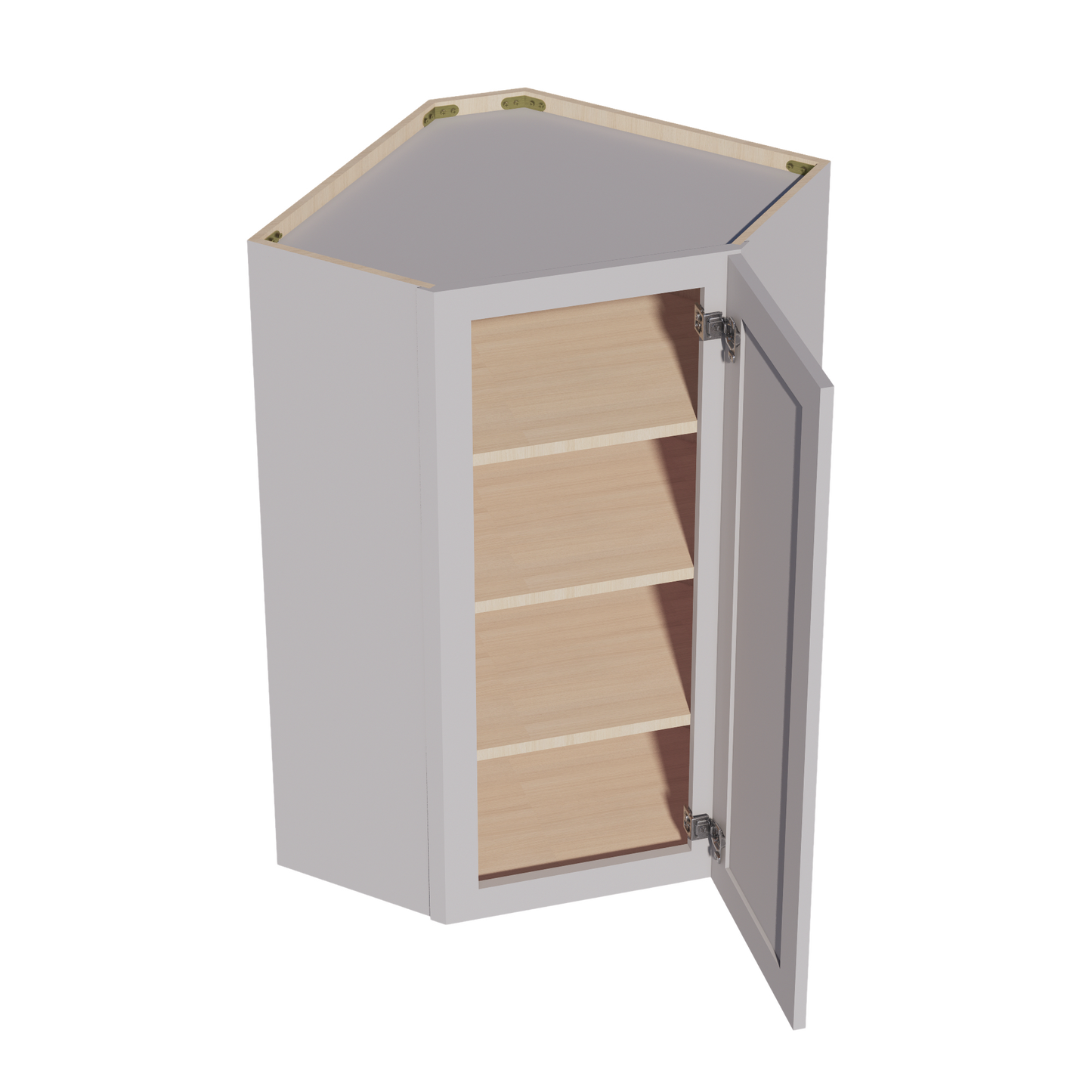 HA-WDC2442: Ash Gray Shaker 24"W x 42"H 1 Door & 2 Shelves Diagonal Wall Corner Cabinet