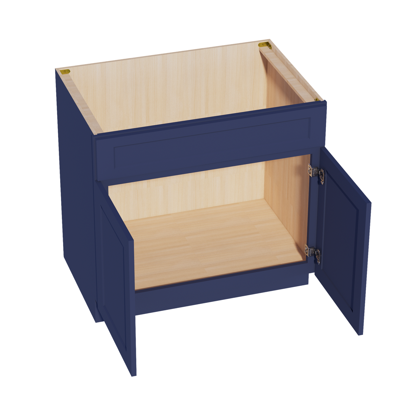 HB-SB36: Indigo Blue Shaker 36" 2 Doors 1 False Drawer Sink Base Cabinet
