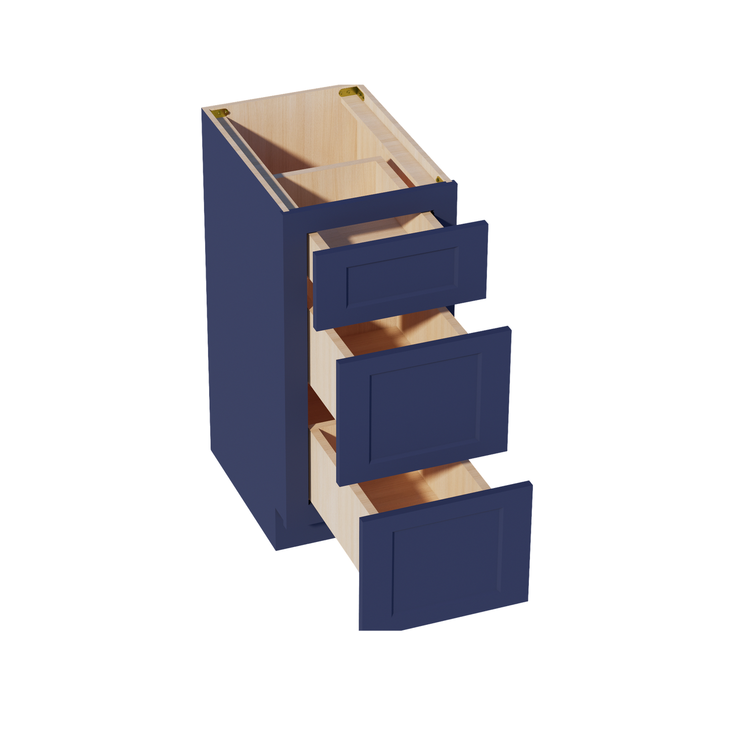 HB-VDB1521: Indigo Blue Shaker 15"W x 34-1/2"H x 21"D 3 Drawers Vanity Base Cabinets
