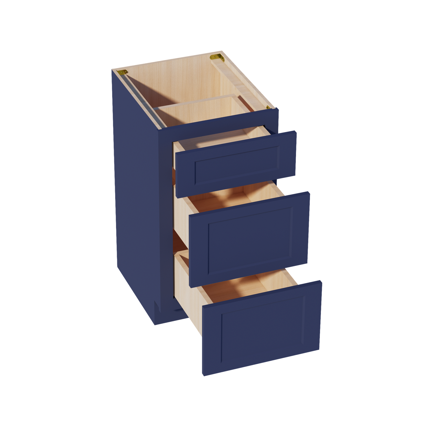 HB-VDB1821: Indigo Blue Shaker 18"W x 34-1/2"H x 21"D 3 Drawers Vanity Base Cabinets