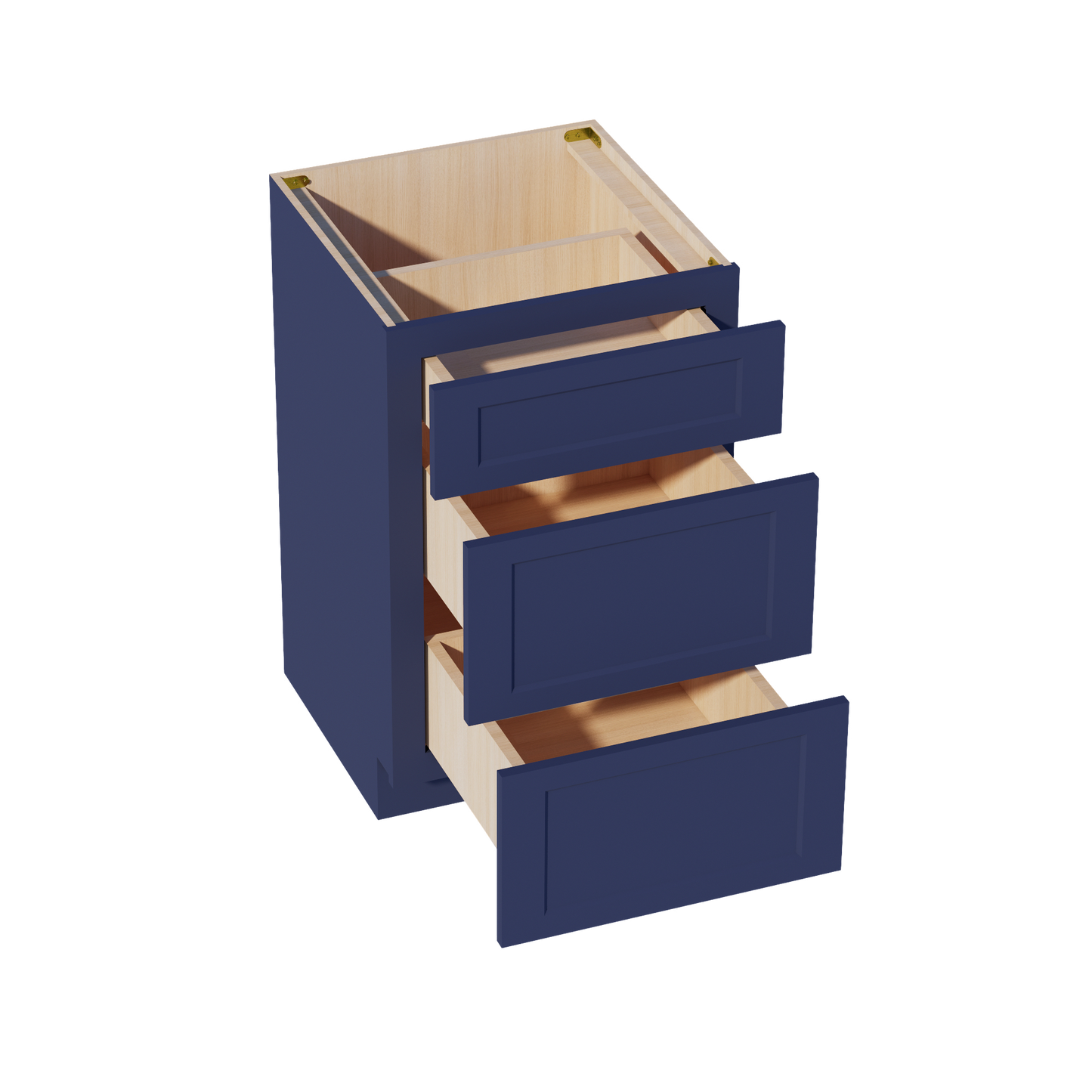 HB-VDB2121: Indigo Blue Shaker 21"W x 34-1/2"H x 21"D 3 Drawers Vanity Base Cabinets