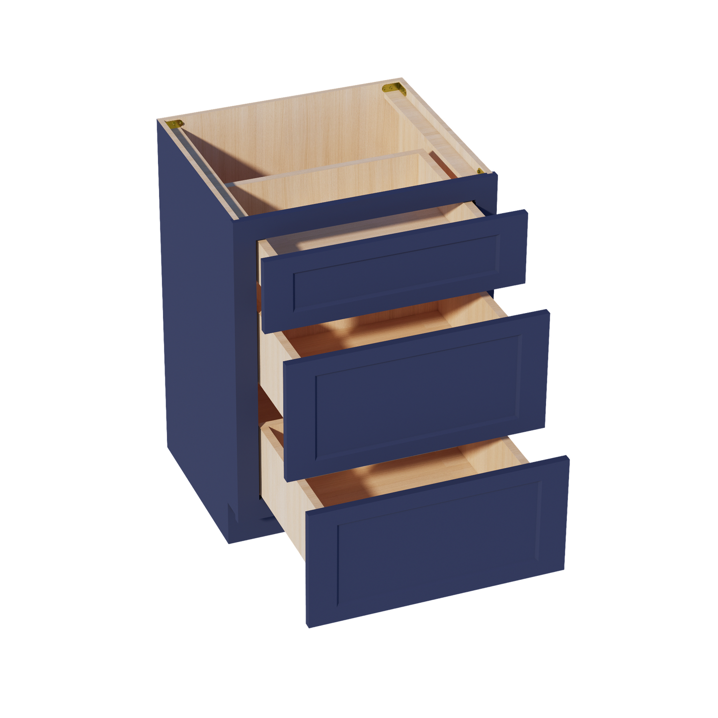 HB-VDB2421: Indigo Blue Shaker 24"W x 34-1/2"H x 21"D 3 Drawers Vanity Base Cabinets