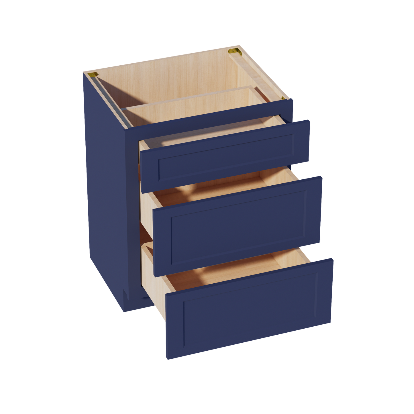 HB-VDB2721: Indigo Blue Shaker 27"W x 34-1/2"H x 21"D 3 Drawers Vanity Base Cabinets