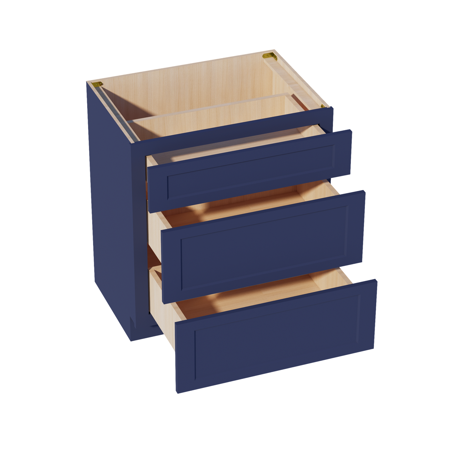 HB-VDB3021: Indigo Blue Shaker 30"W x 34-1/2"H x 21"D 3 Drawers Vanity Base Cabinets
