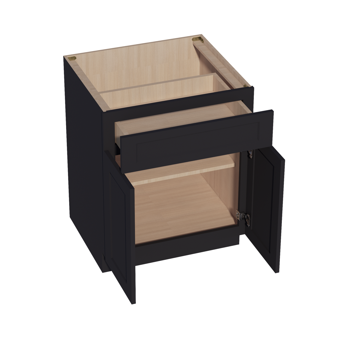 HE-B27: Ebony Black Shaker 27" 1 Drawer 2 Doors Standard Base Cabinet