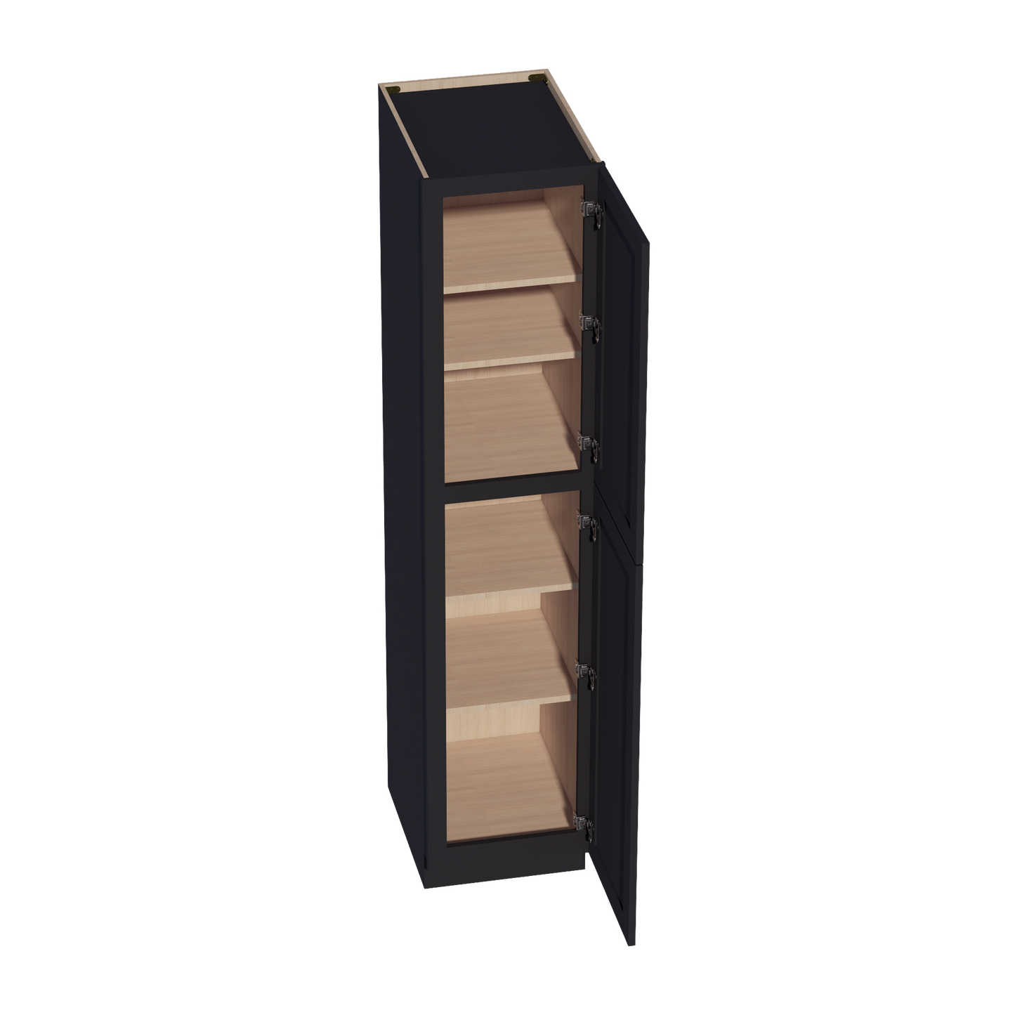 HE-TP1884: Ebony Black Shaker 18"W x 84"H x 24"D 2 Doors & 5 Shelves Tall Shelf Pantry Cabinets
