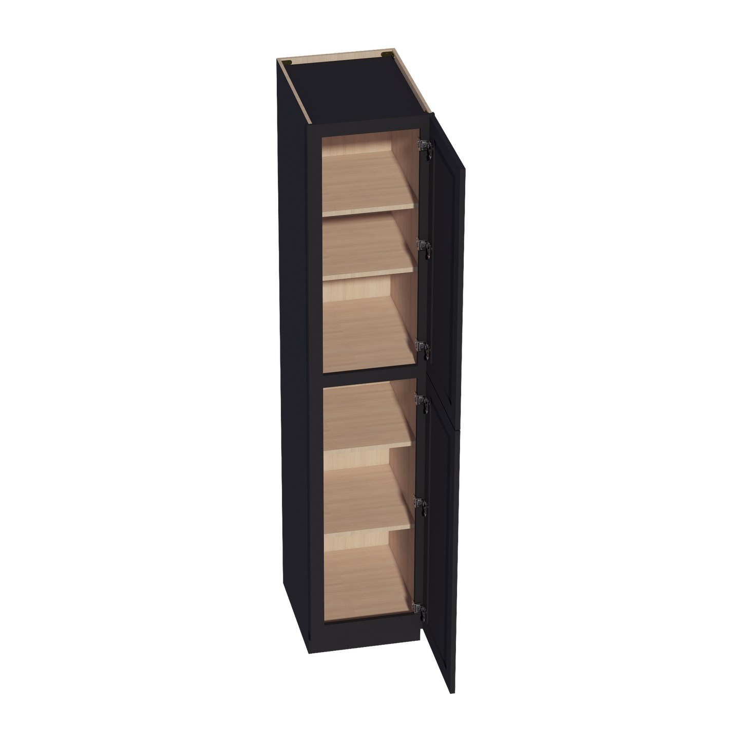 HE-TP1890: Ebony Black Shaker 18"W x 90"H x 24"D 2 Doors & 5 Shelves Tall Shelf Pantry Cabinets