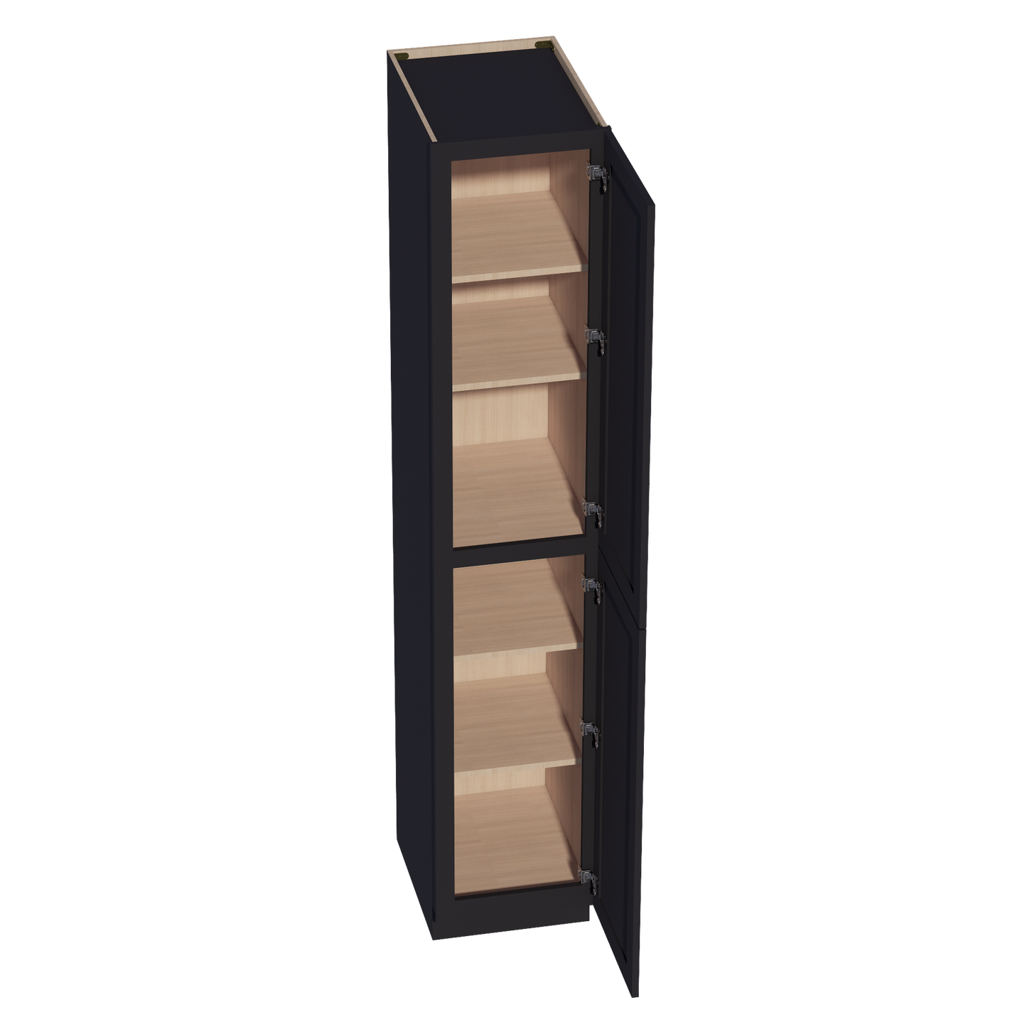 HE-TP1896: Ebony Black Shaker 18"W x 96"H x 24"D 2 Doors & 6 Shelves Tall Shelf Pantry Cabinets