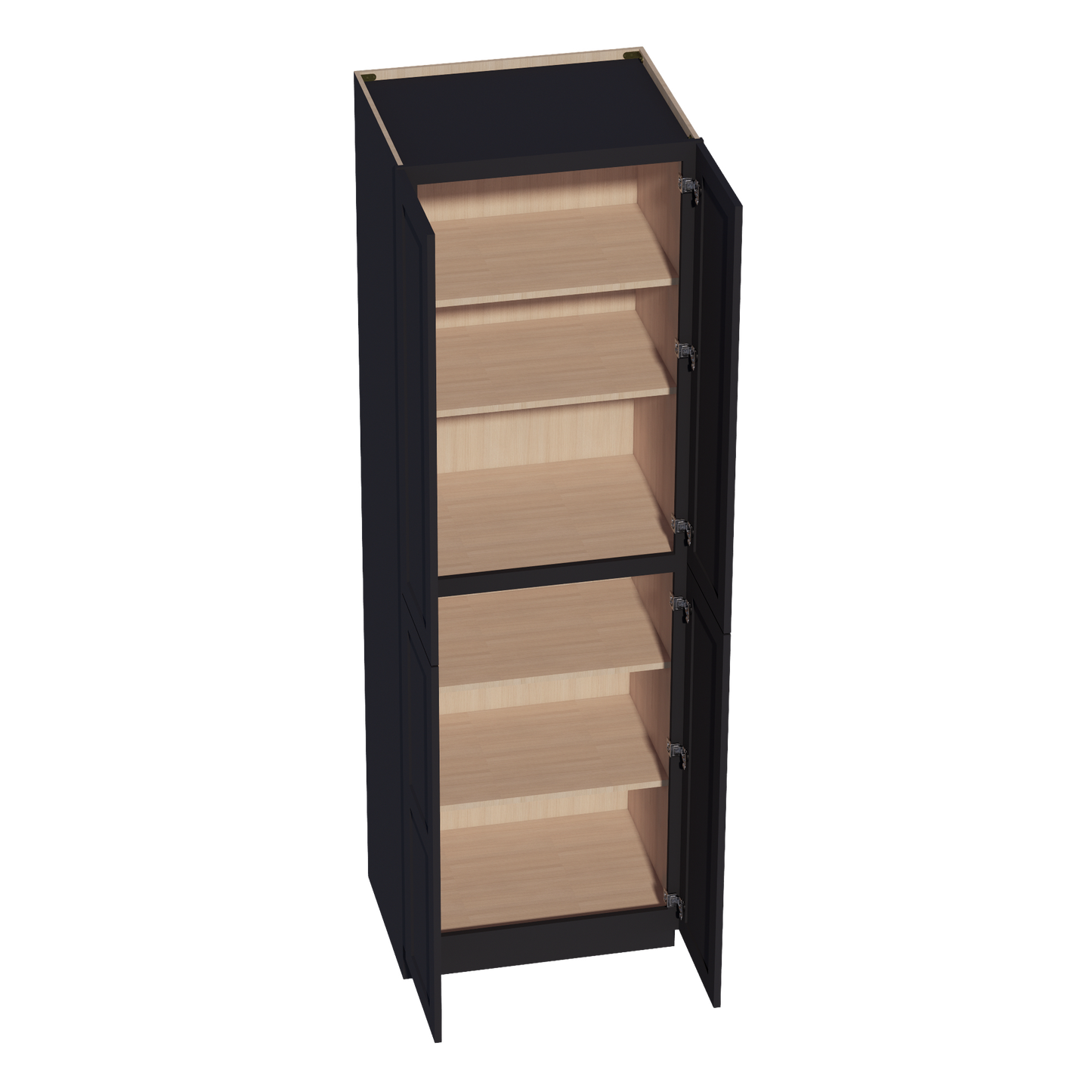 HE-TP3096: Ebony Black Shaker 30"W x 96"H x 24"D 2 Doors & 6 Shelves Tall Shelf Pantry Cabinets