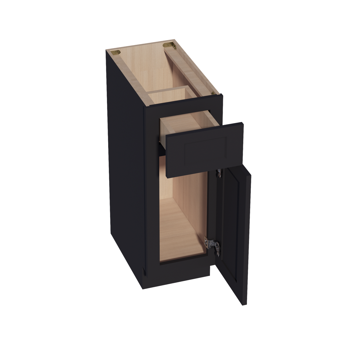 HE-VB1221: Ebony Black Shaker 12"W x 34-1/2"H x 21"D 1 Door & 1 Drawer Single Door Vanity Base Cabinets
